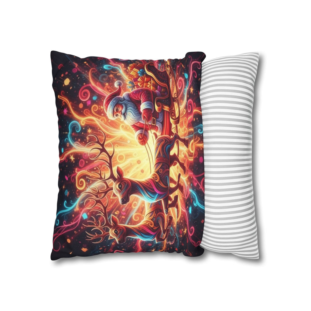 Santa Sleigh with Reindeer pillowcase | Square Pillowcase, Christmas Holiday Decor