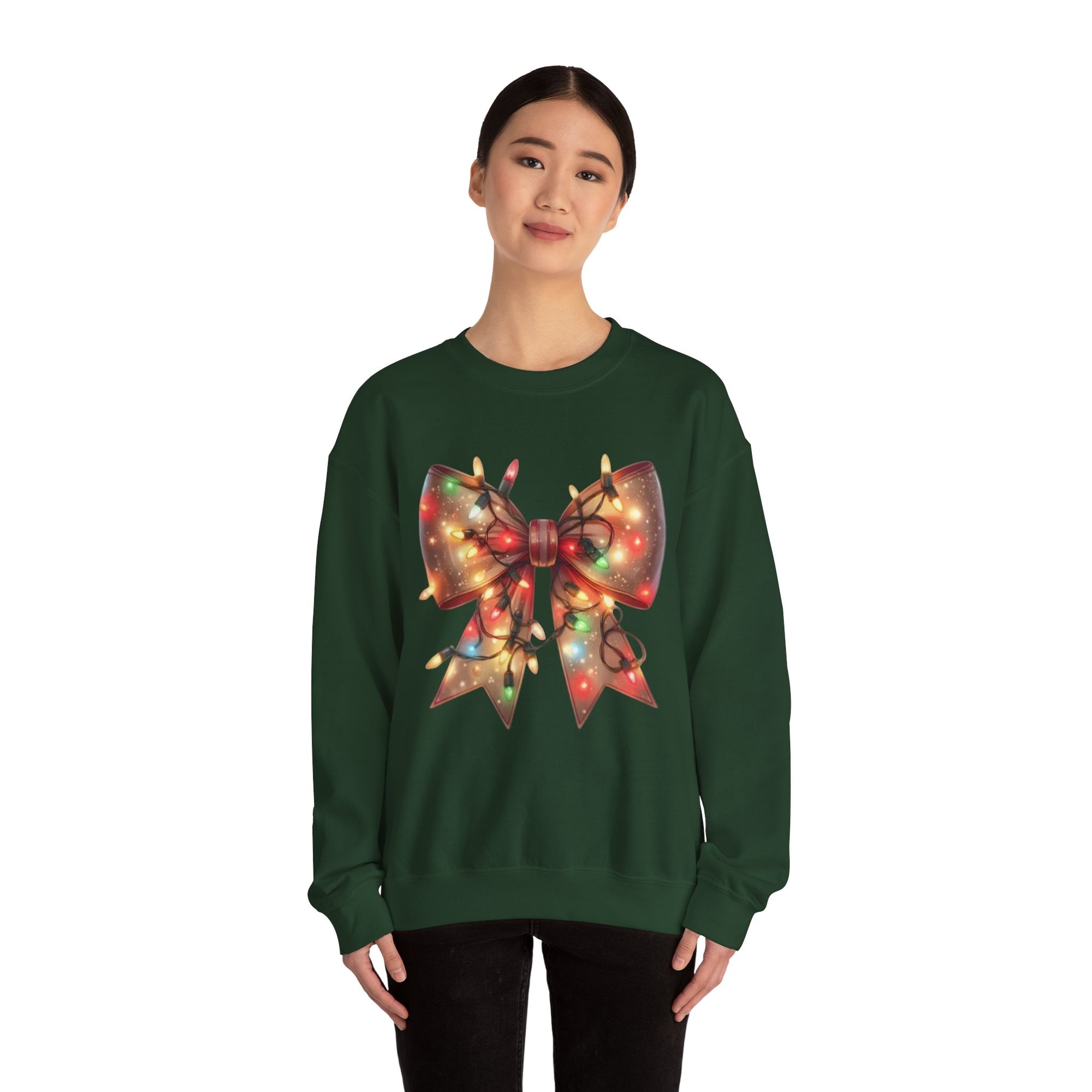 Christmas Bow Sweatshirt | Holiday Lights Crewneck