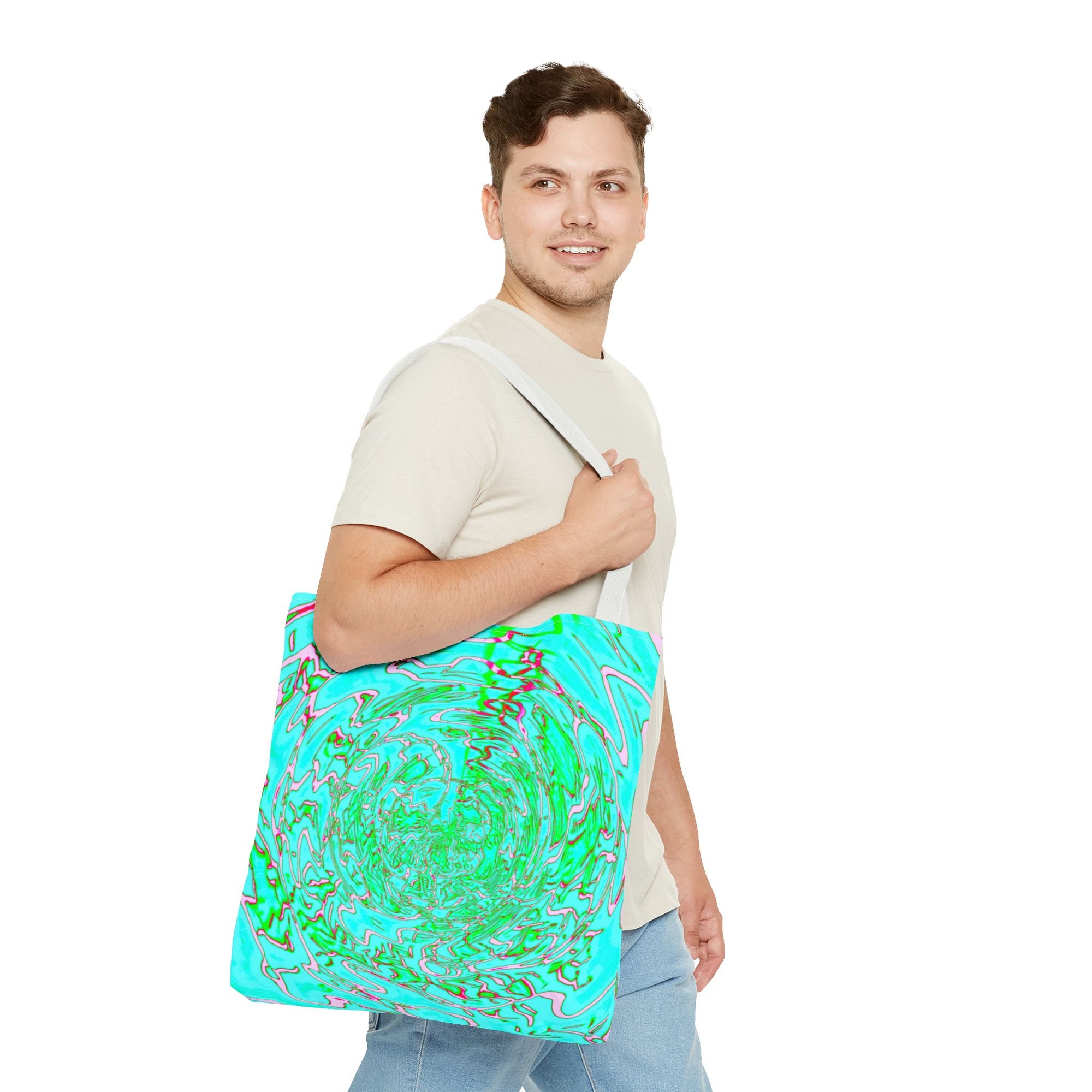 Ocean Swirl Tote Bag | Turquoise Abstract Beach Shopper