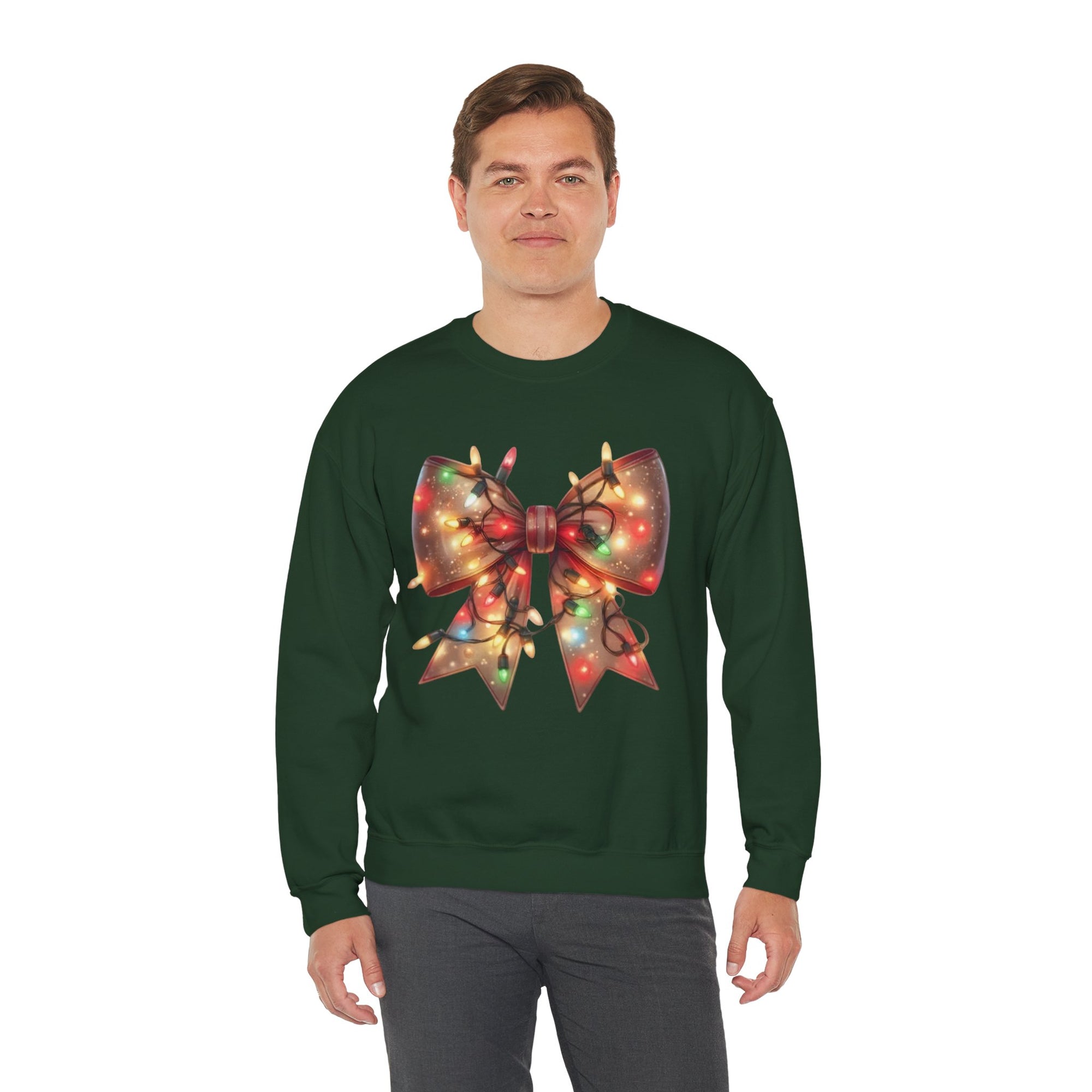 Christmas Bow Sweatshirt | Holiday Lights Crewneck