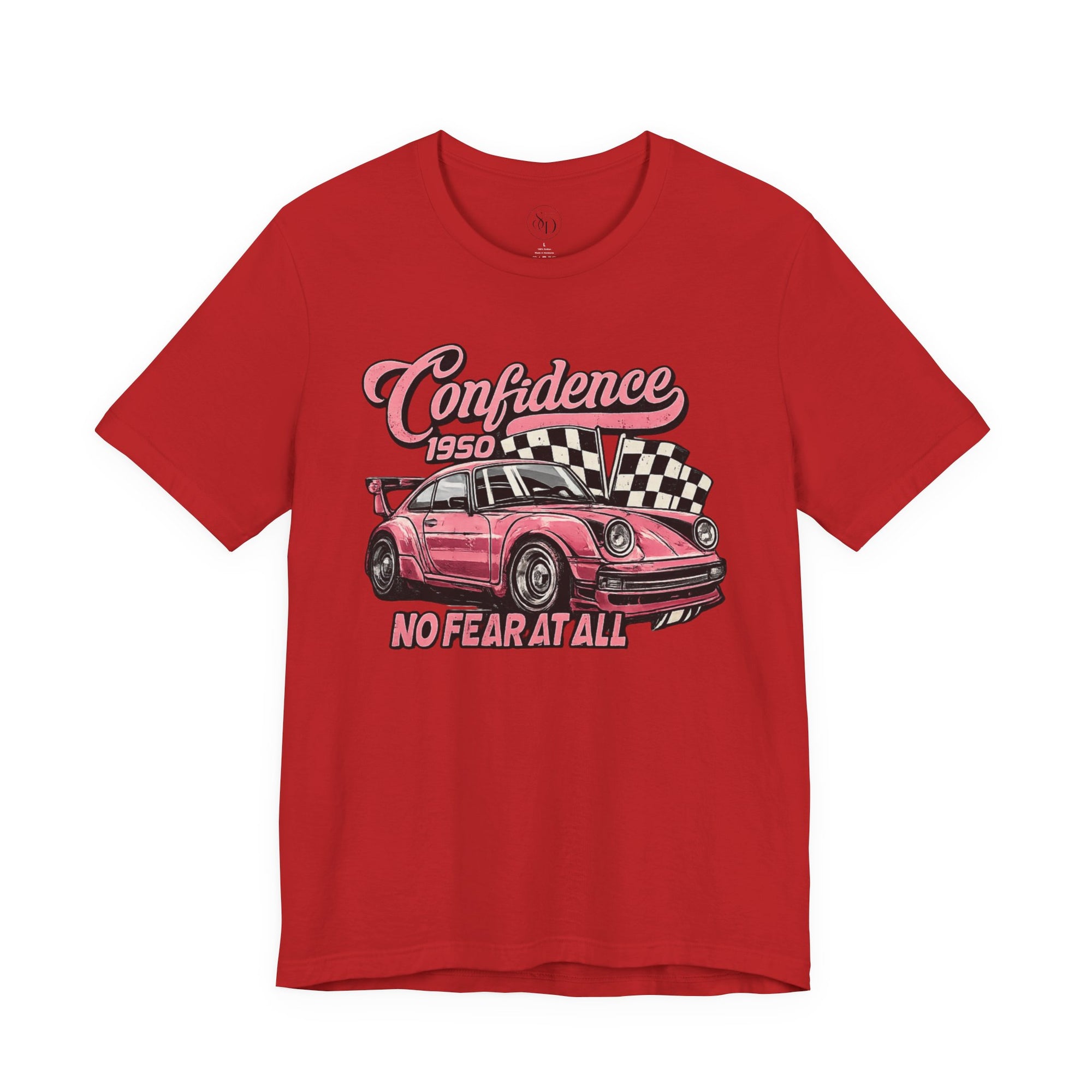 Vintage Pink Porsche 1950 Racing Tee | Confidence No Fear At All