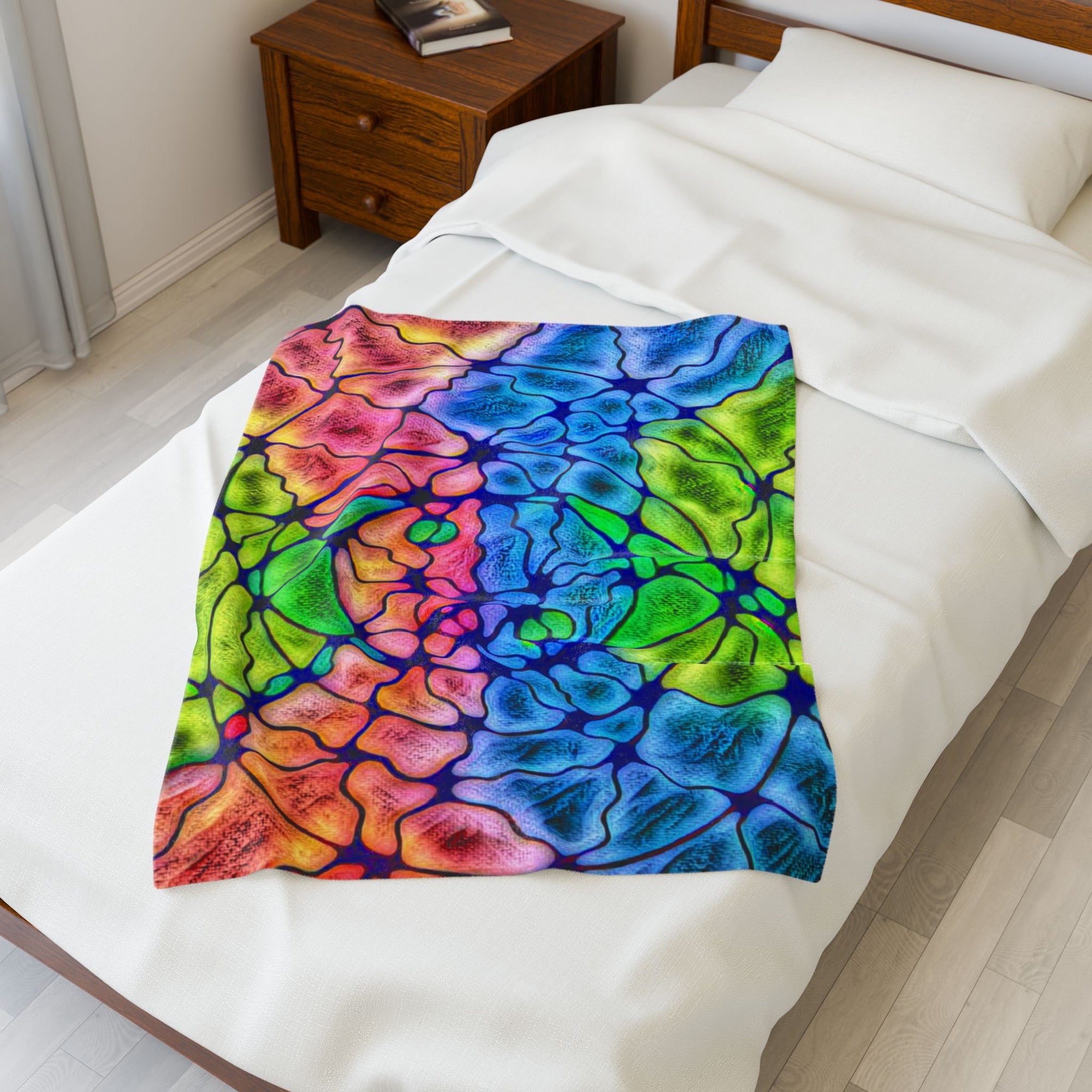 Vibrant Tie-Dye Velveteen Plush Blanket, Colorful Cozy Throw, Soft Warm Comforter, Ideal for Home Decor, Gifts for All Occasions