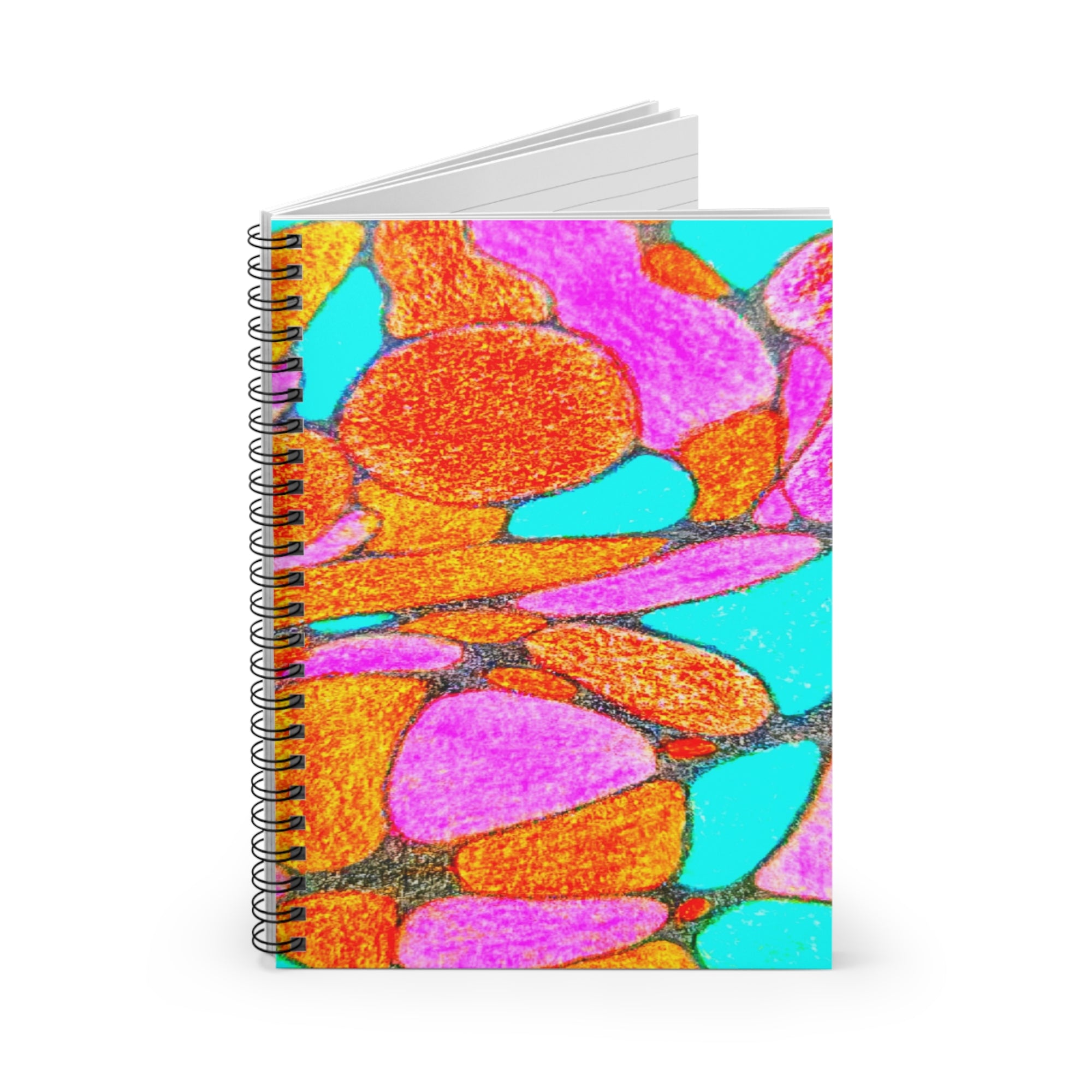 Organic Cells Abstract Spiral Notebook | Vibrant Coral Pattern Journal | Colorful Artistic Stationery