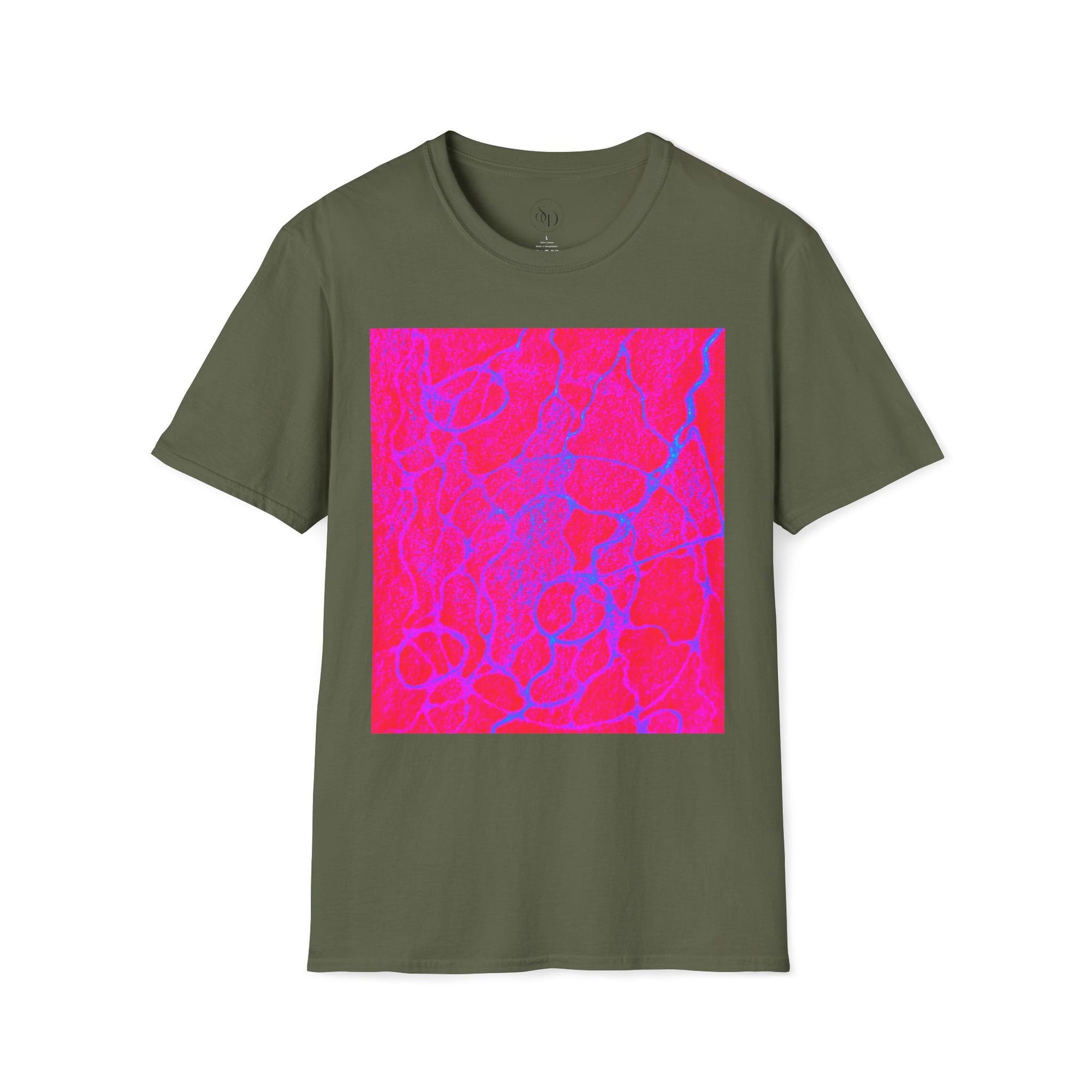 Neon Pink Plasma Abstract Unisex Tee | Vibrant Marble Graphic Shirt