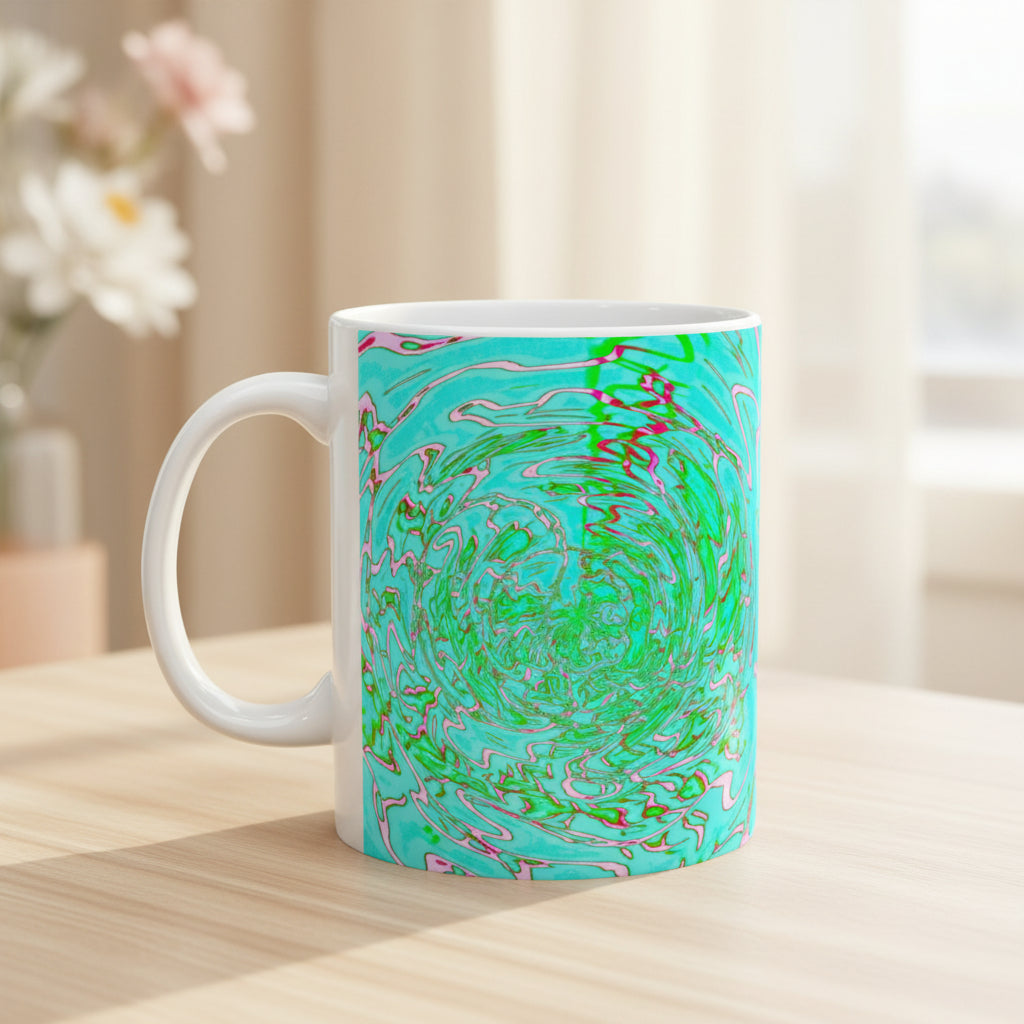 Green Abstract Mug | Modern Ceramic Coffee Cup | Nature Inspired Gift