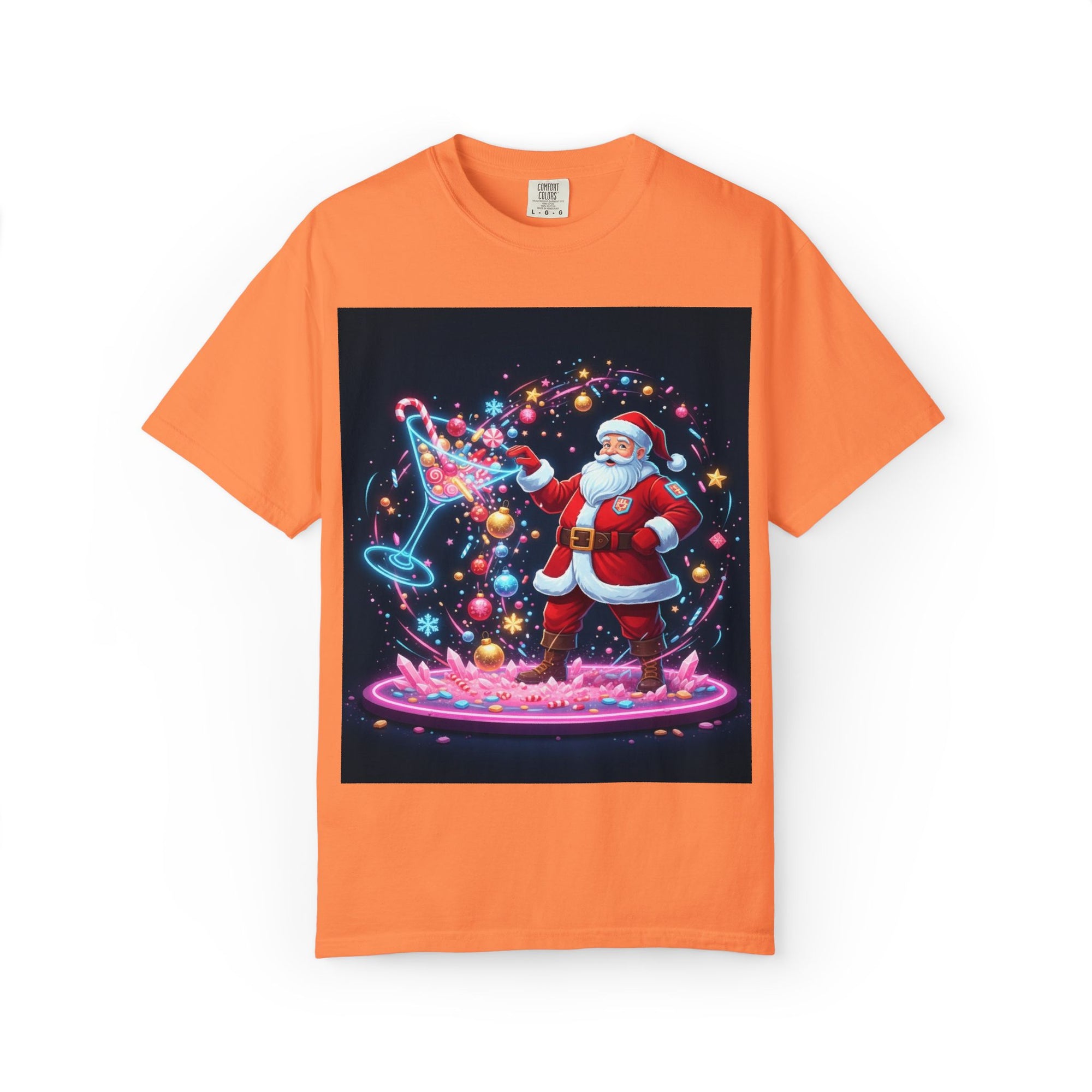 Santa Wizard Illustration T-Shirt | Neon Magical Christmas Tee