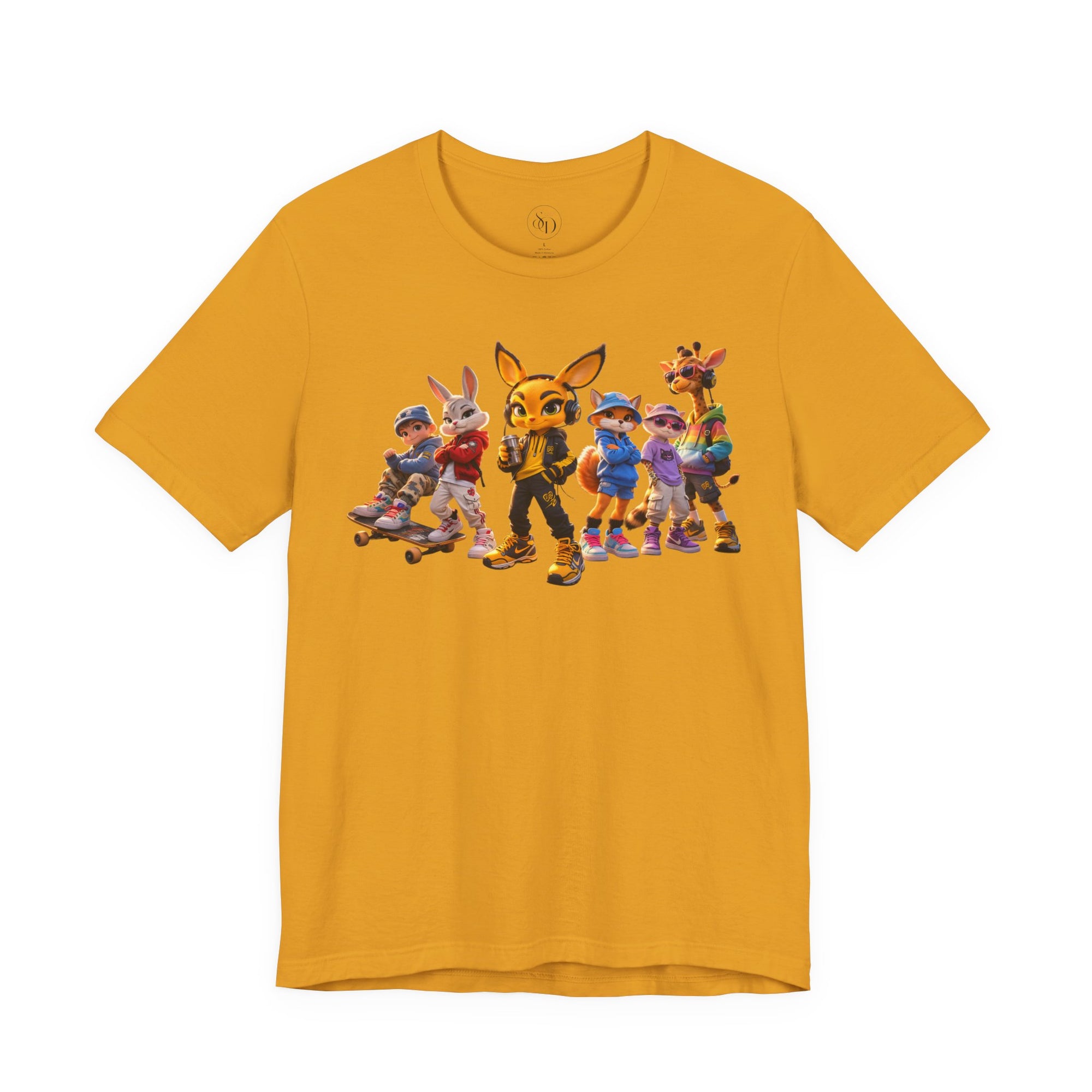 Anthropomorphic Skate Crew T-Shirt | Cartoon Fox, Bunny, Giraffe Characters