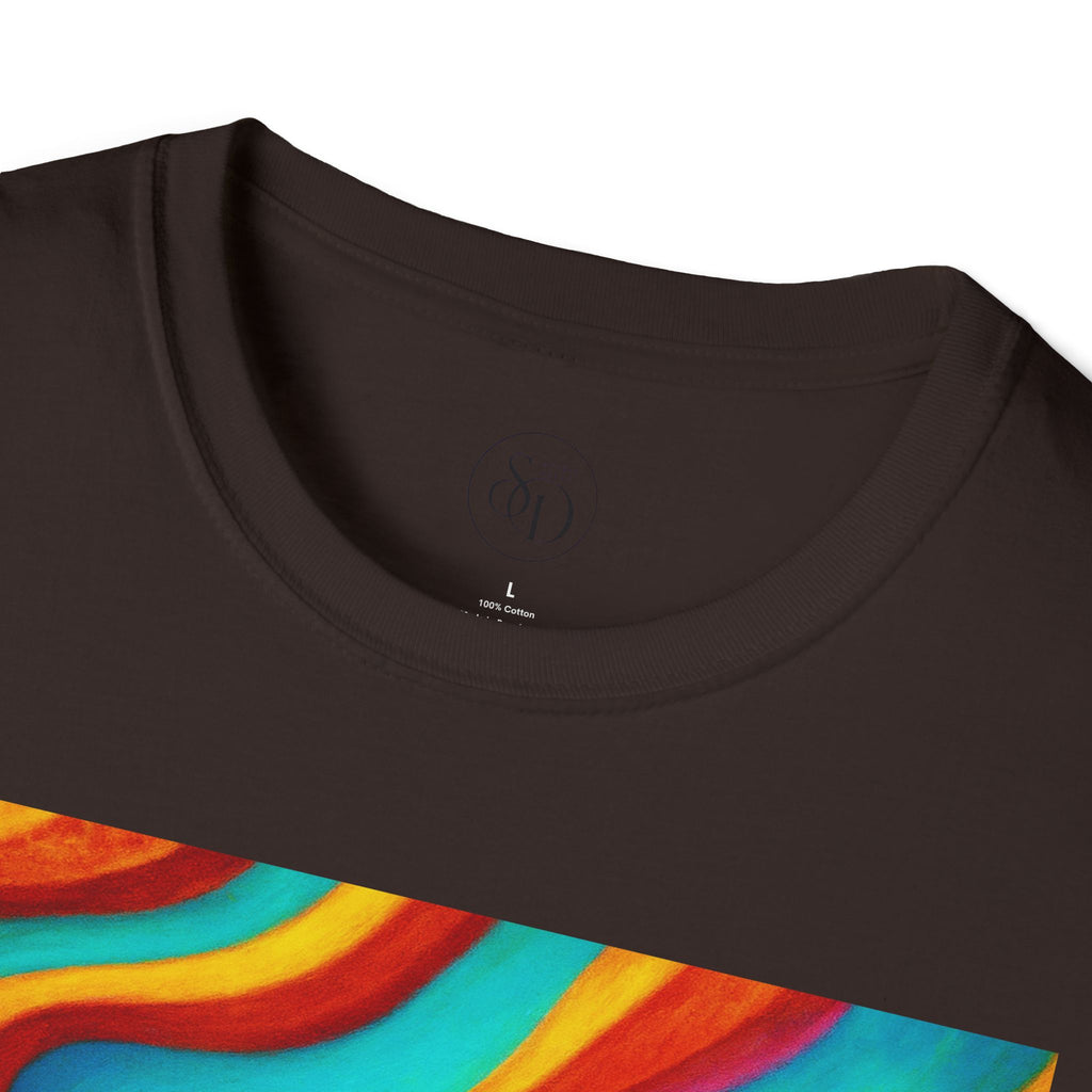 Psychedelic Rainbow Wave T-Shirt | Vibrant Neuro-Art Unisex Tee