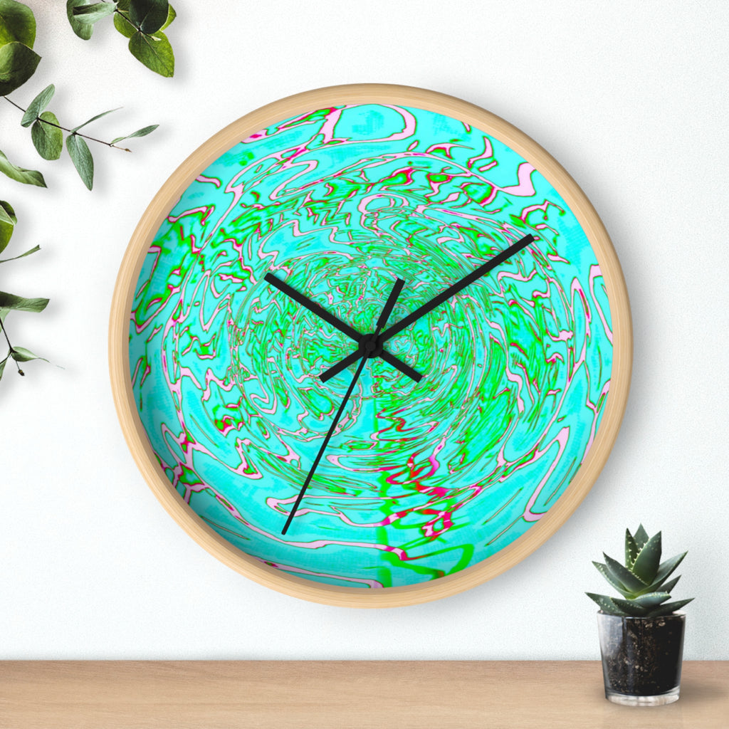 Abstract Green Turquoise Wall Clock | Silent Modern Swirl Home Decor | Unique Gift