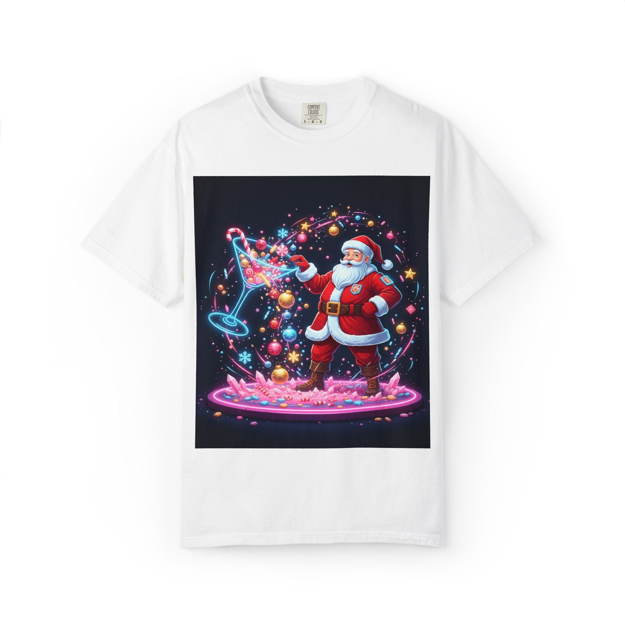 Santa Wizard Illustration T-Shirt | Neon Magical Christmas Tee