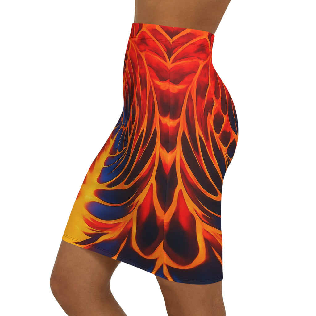 Fiery Red Mini Skirt | Abstract Bodycon Skirt | Night Out Outfit