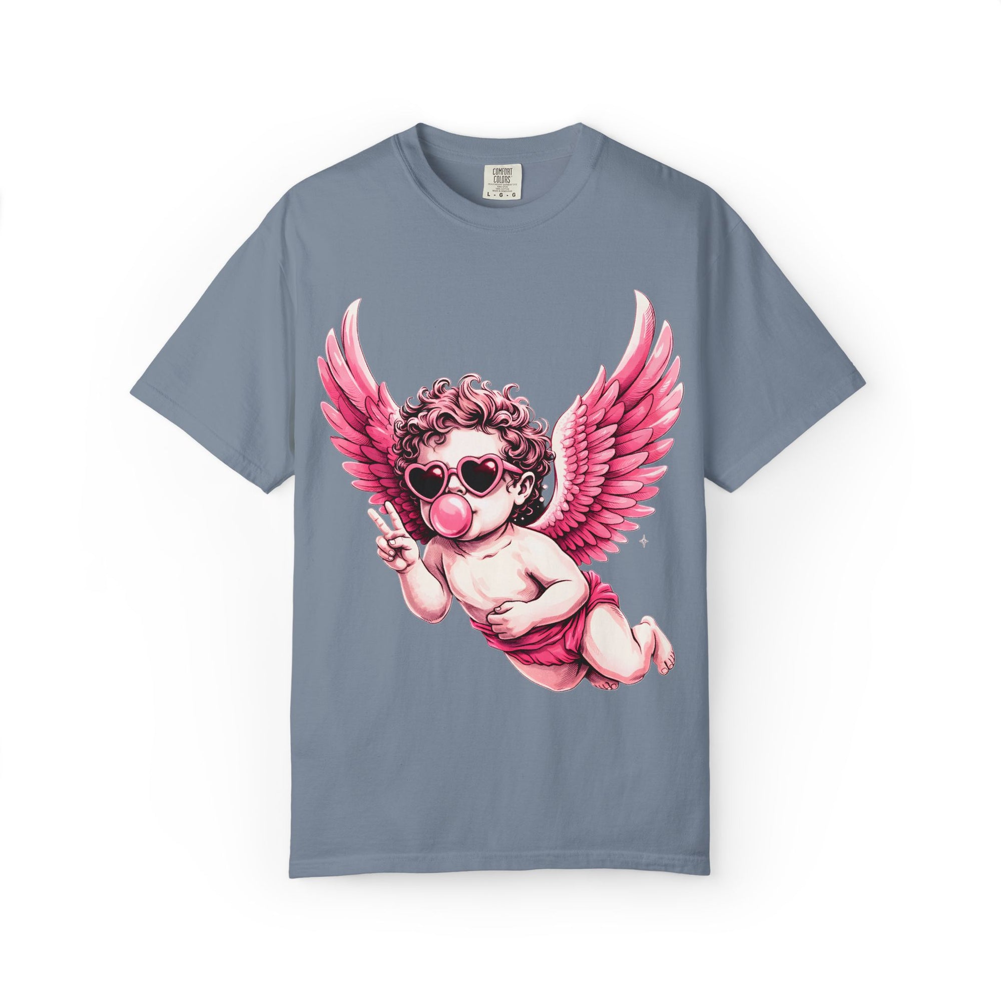 Pink Cherub Angel bubblegum sunglasses T-Shirt | Cupid winged baby graphic