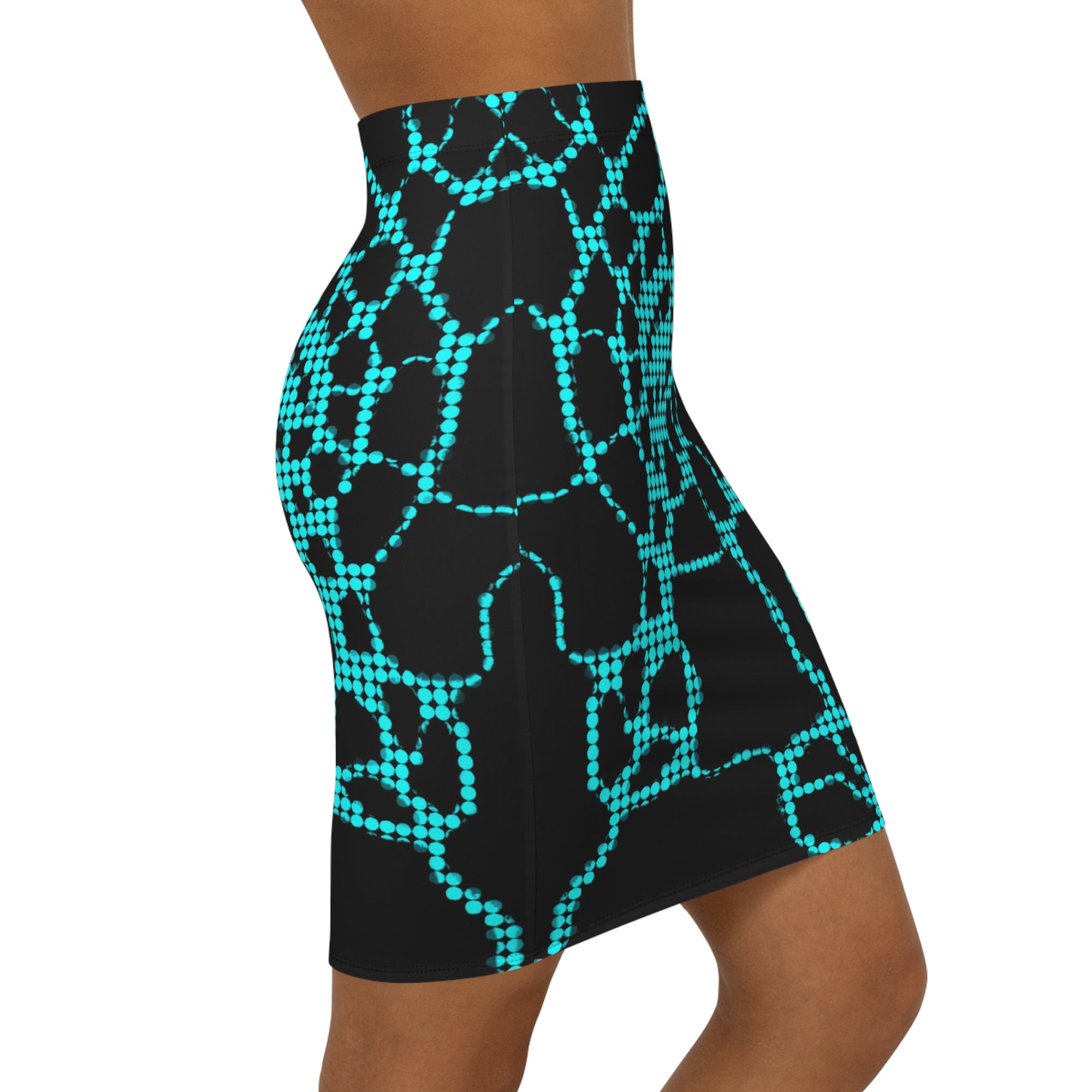 Black Neon Grid Mini Skirt | Bodycon Clubwear | Futuristic Night Outfit