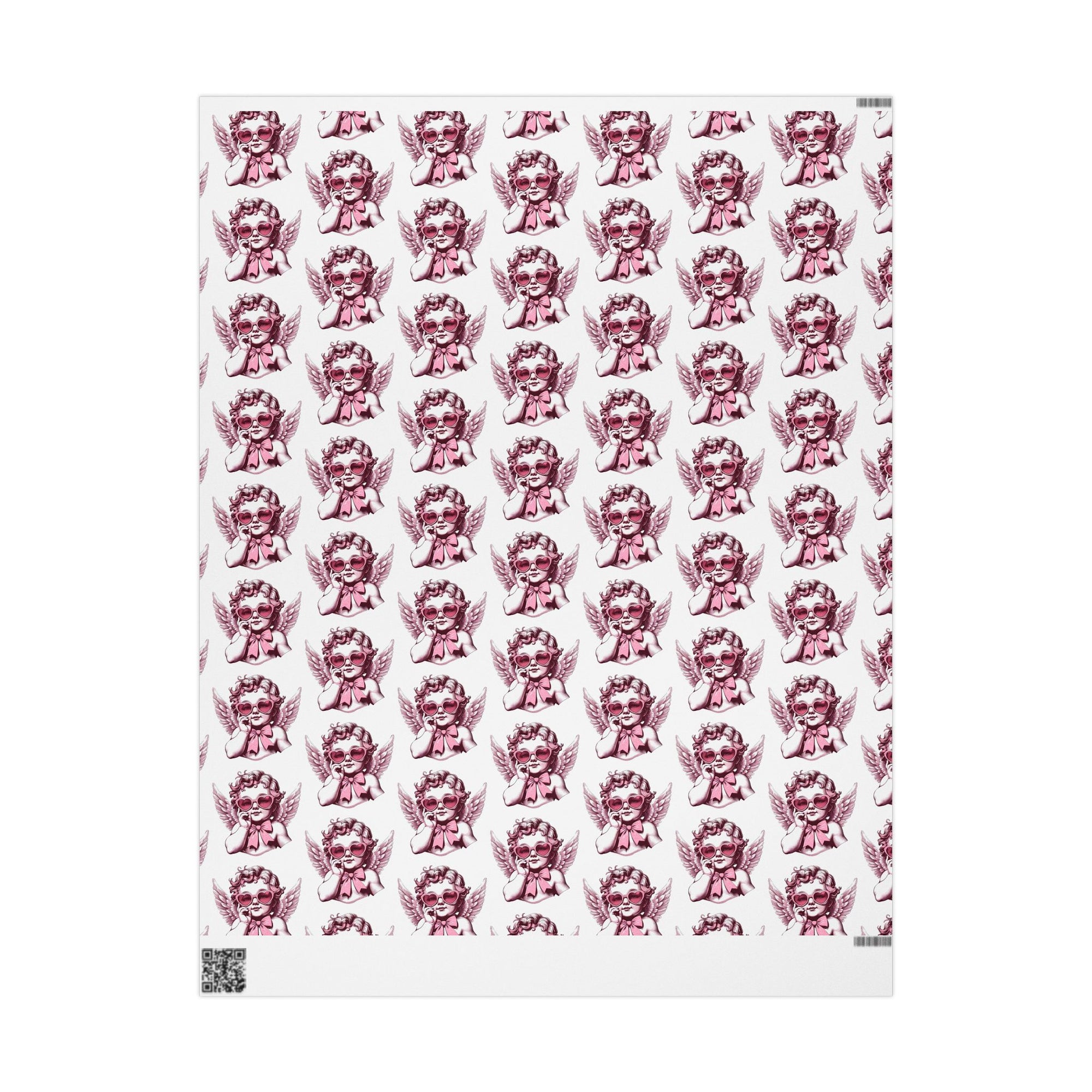 Valentines Day Wrapping Paper with Cherub Angels | Romantic Gift Wrap, Pink Angel Pattern