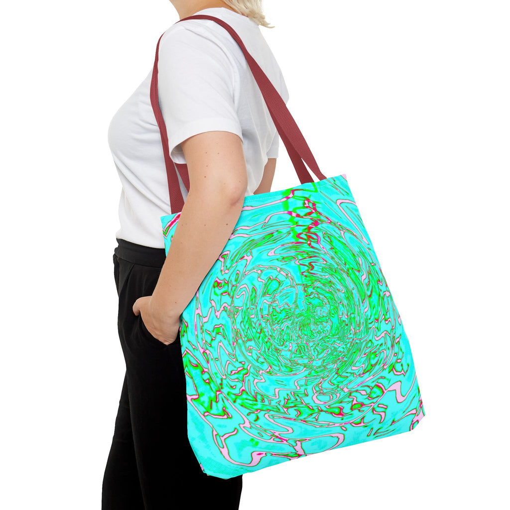 Ocean Swirl Tote Bag | Turquoise Abstract Beach Shopper
