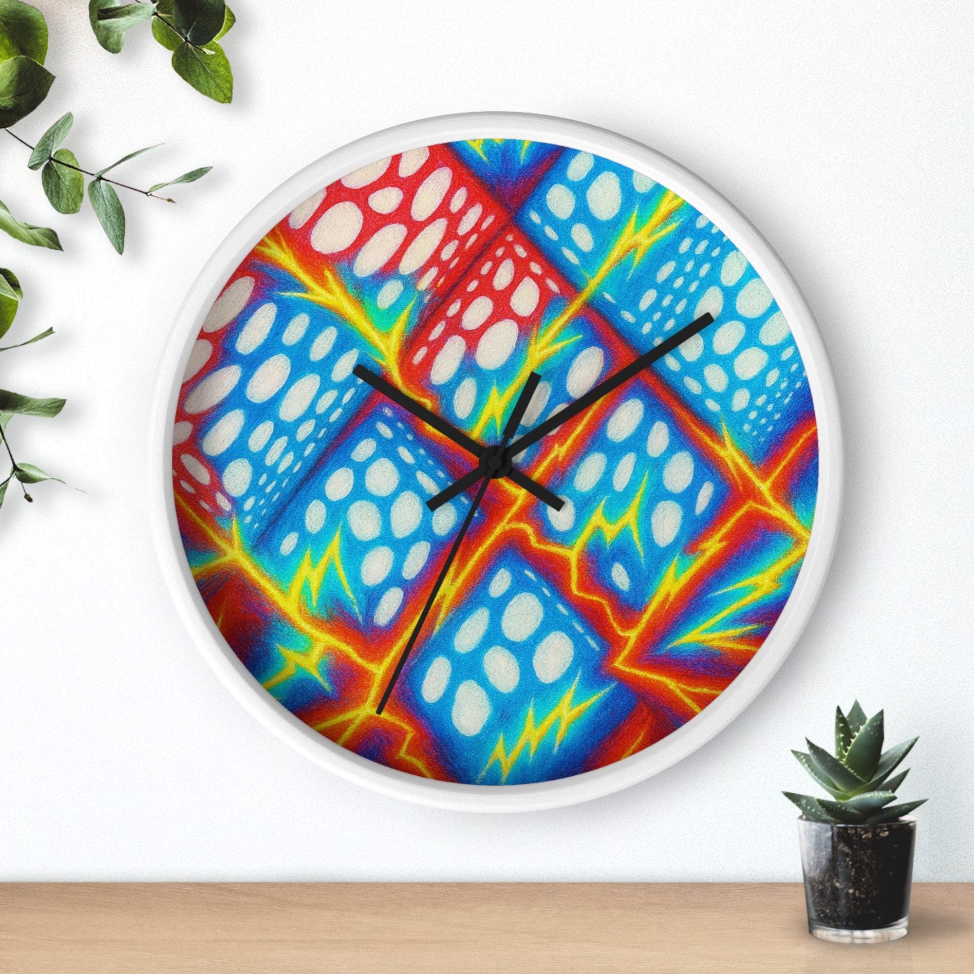 Geometric Cubes Abstract Wall Clock | Primary Color Pop Art Decor | Silent Unique Gift
