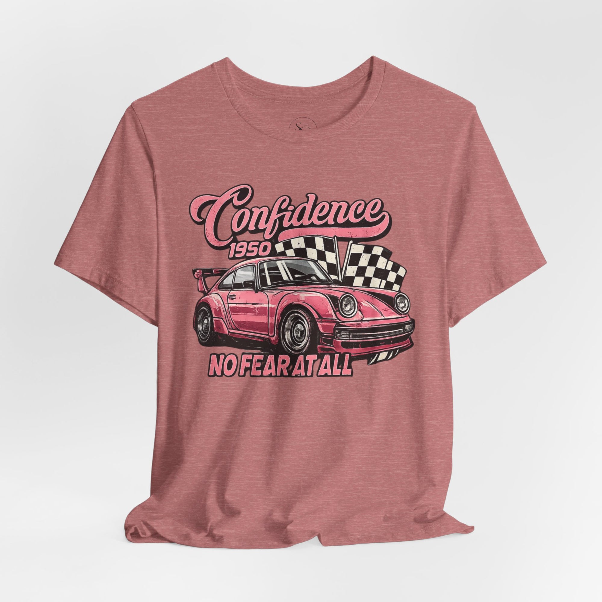 Vintage Pink Porsche 1950 Racing Tee | Confidence No Fear At All