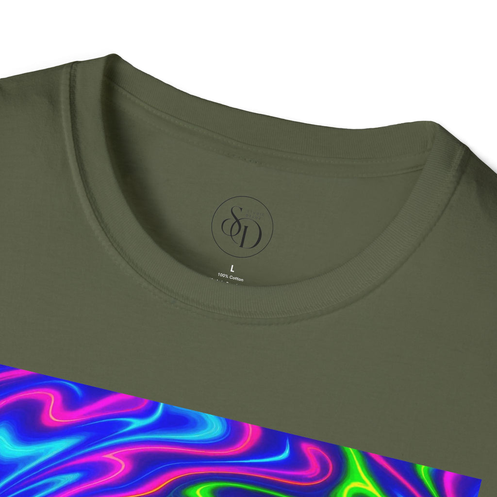 Neon Swirl Abstract T-Shirt | Lightweight Unisex Cotton Tee