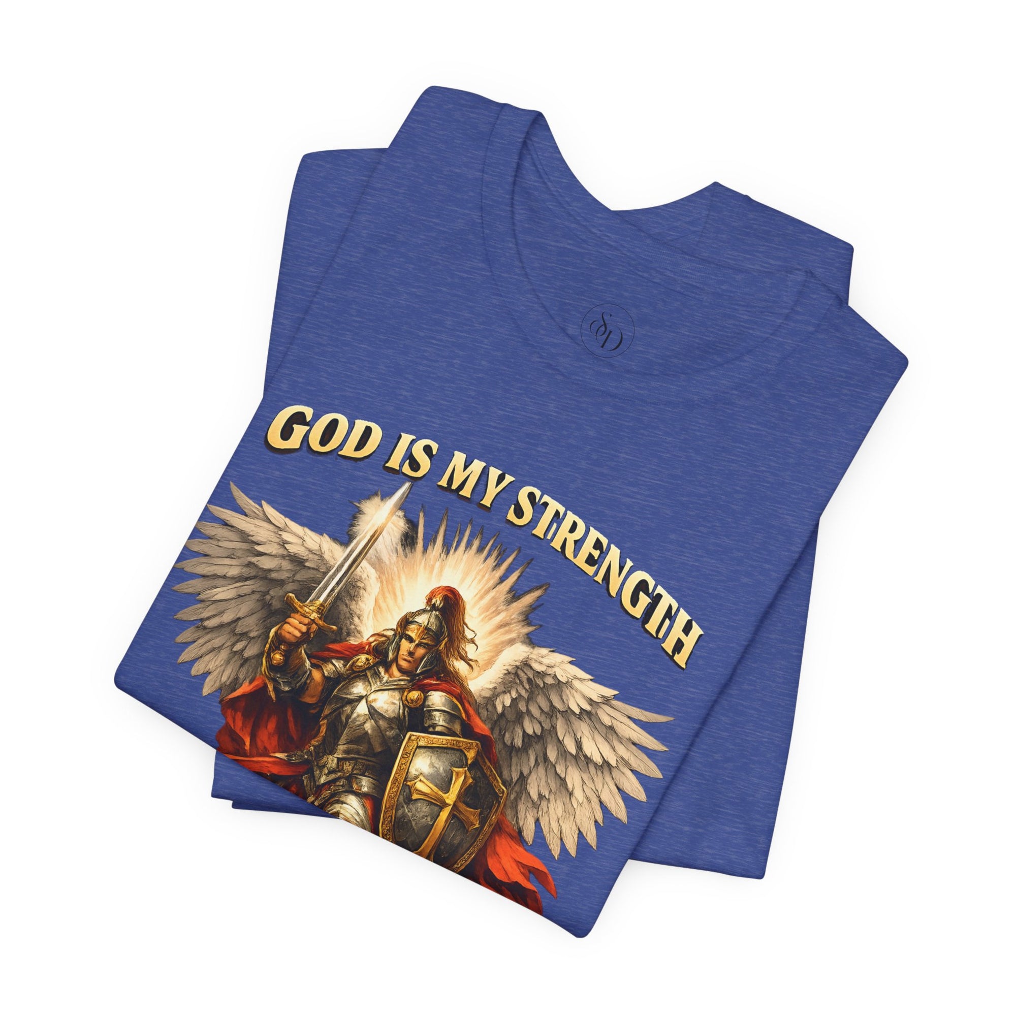 Christian T-Shirt | Cotton Warrior Angel | God Is My Strength & Protection