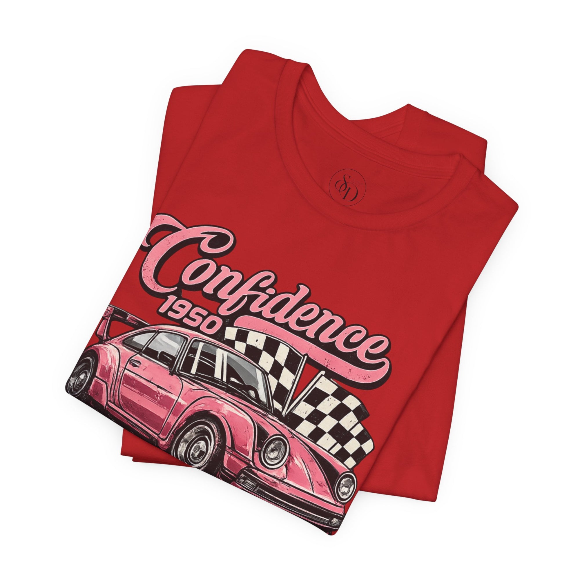 Vintage Pink Porsche 1950 Racing Tee | Confidence No Fear At All