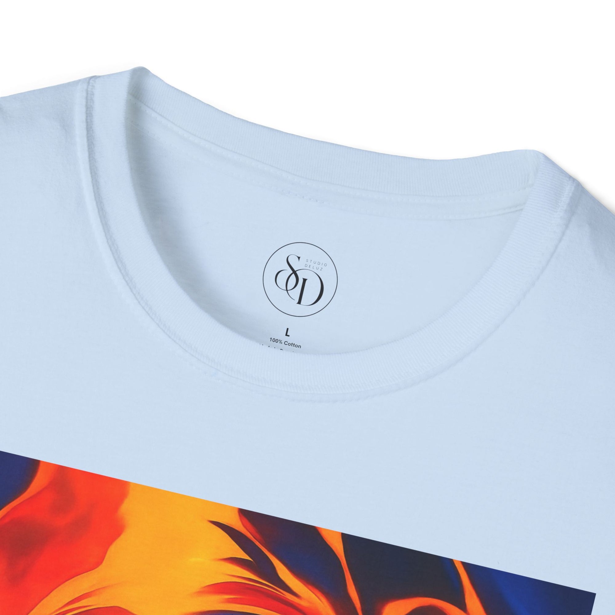 Fiery Vortex Abstract Unisex Tee | Vibrant Lava Swirl Graphic Shirt | Modern Art Apparel