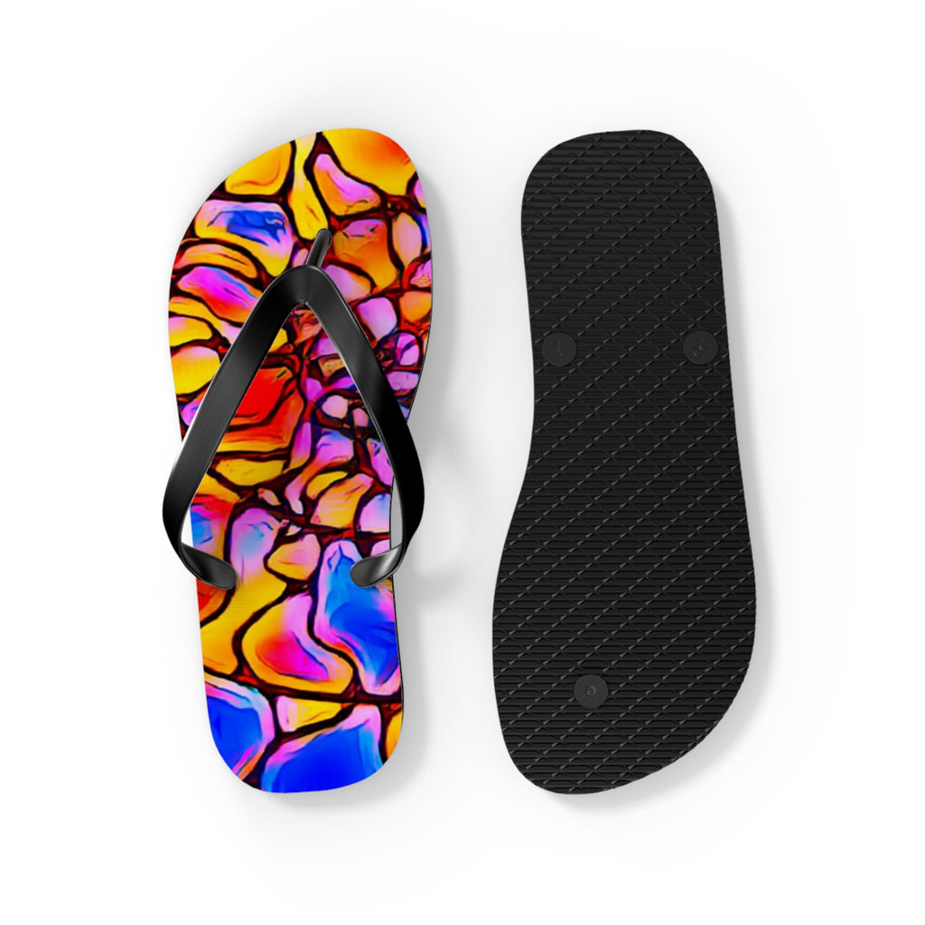Vibrant Artistic Flip Flops | Colorful Summer Beach Sandals