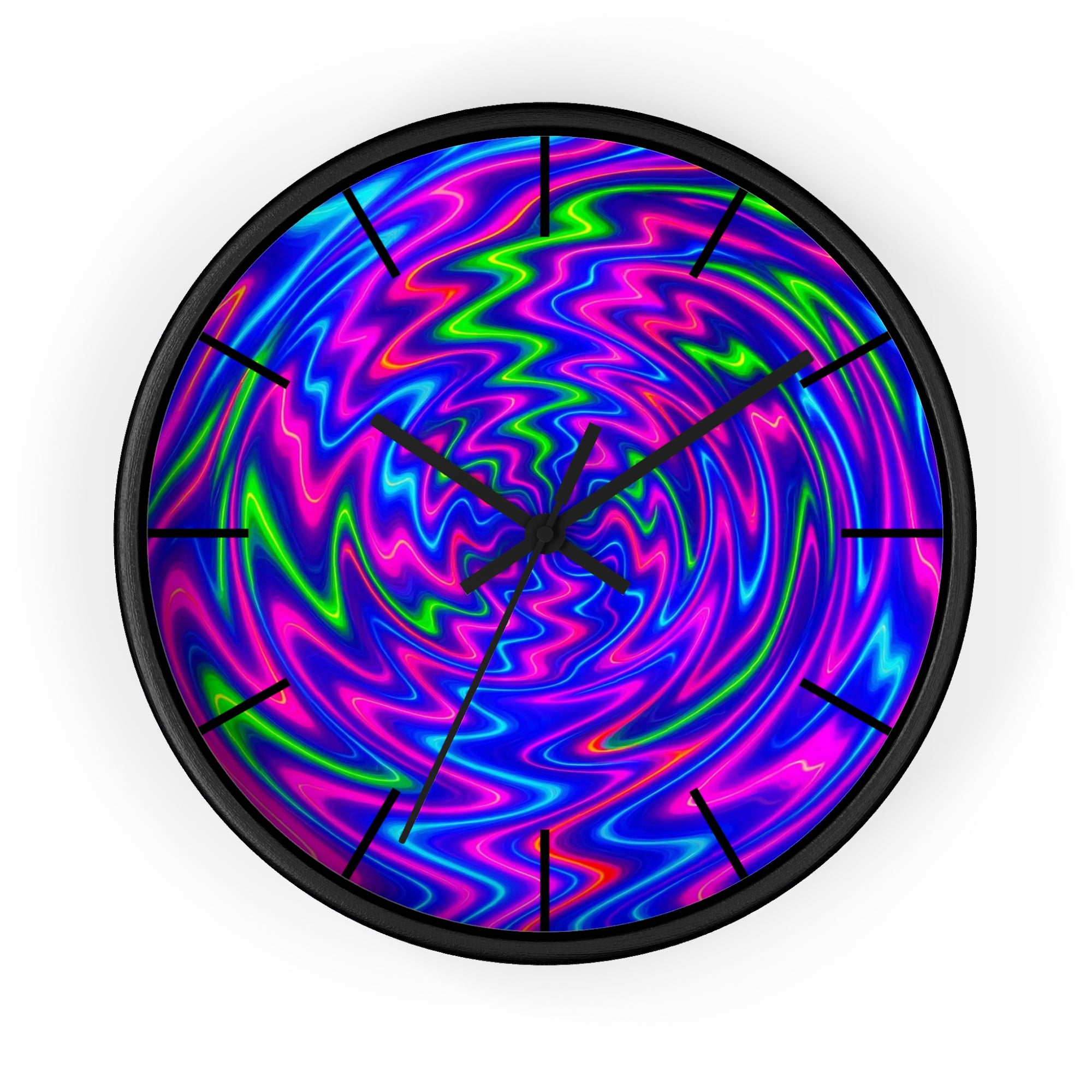 Psychedelic Abstract Wall Clock | Vibrant Neon Swirl Home Decor | Unique Trippy Gift
