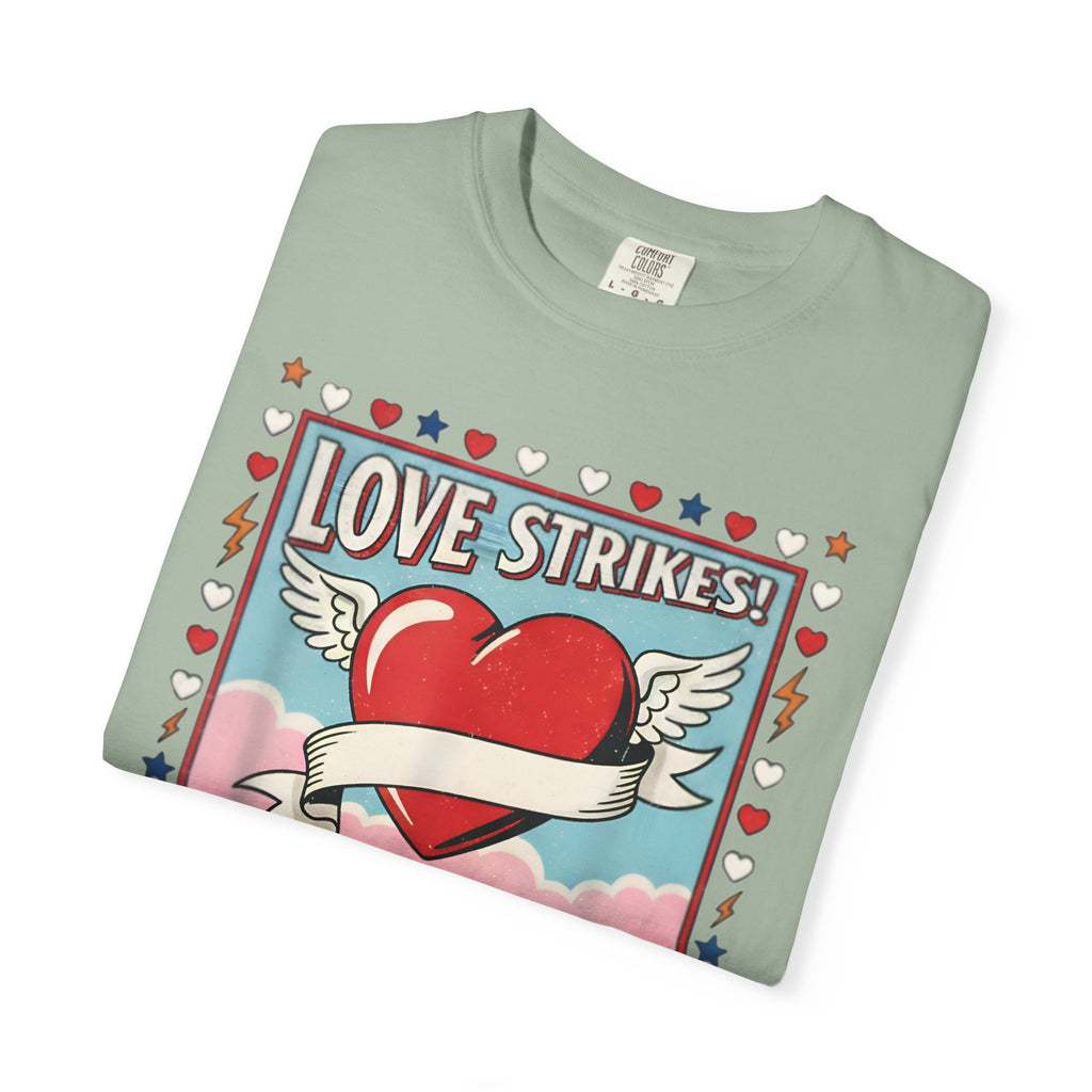 Love Strikes Cupid Heart T-Shirt | Valentine's Day Retro Graphic