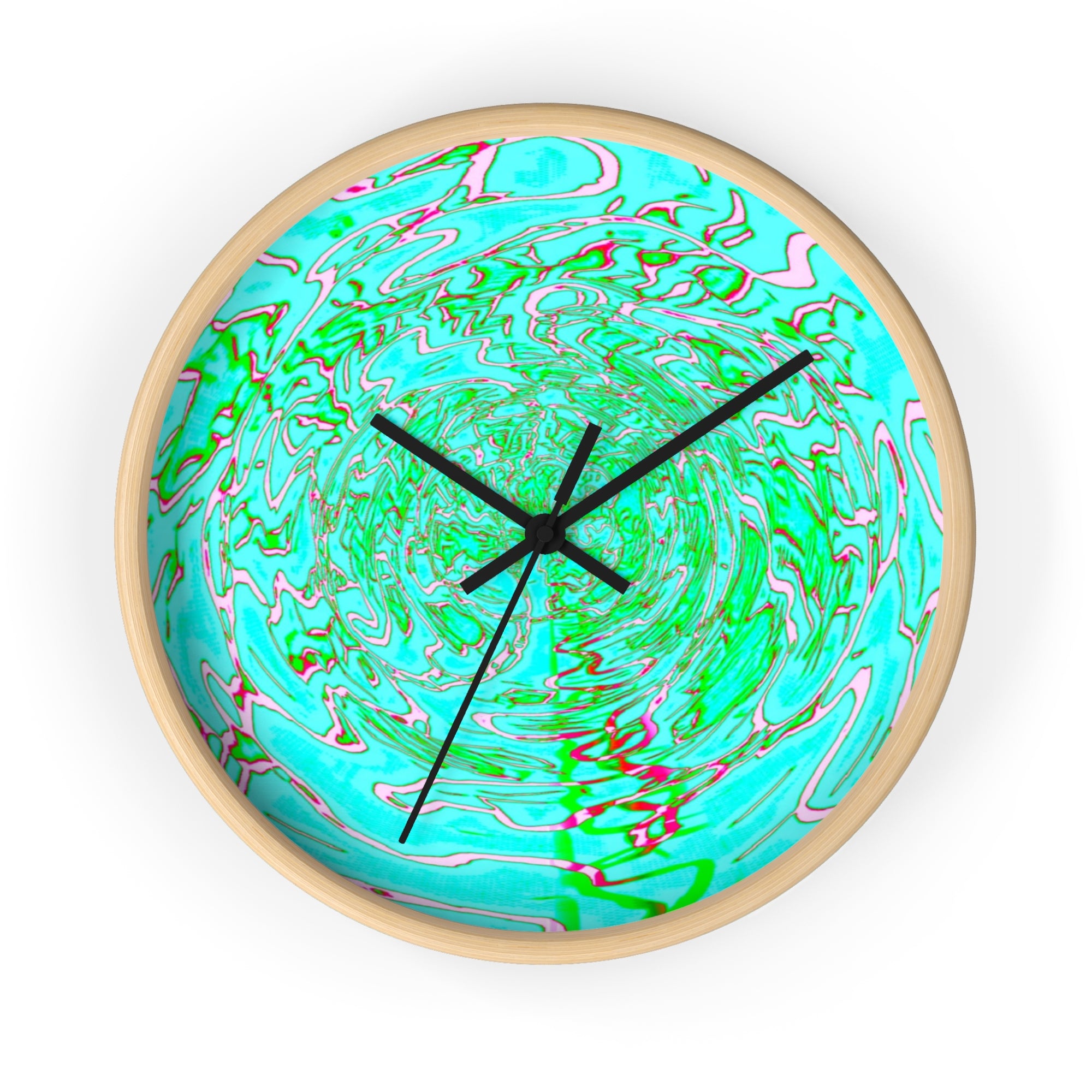 Abstract Green Turquoise Wall Clock | Silent Modern Swirl Home Decor | Unique Gift