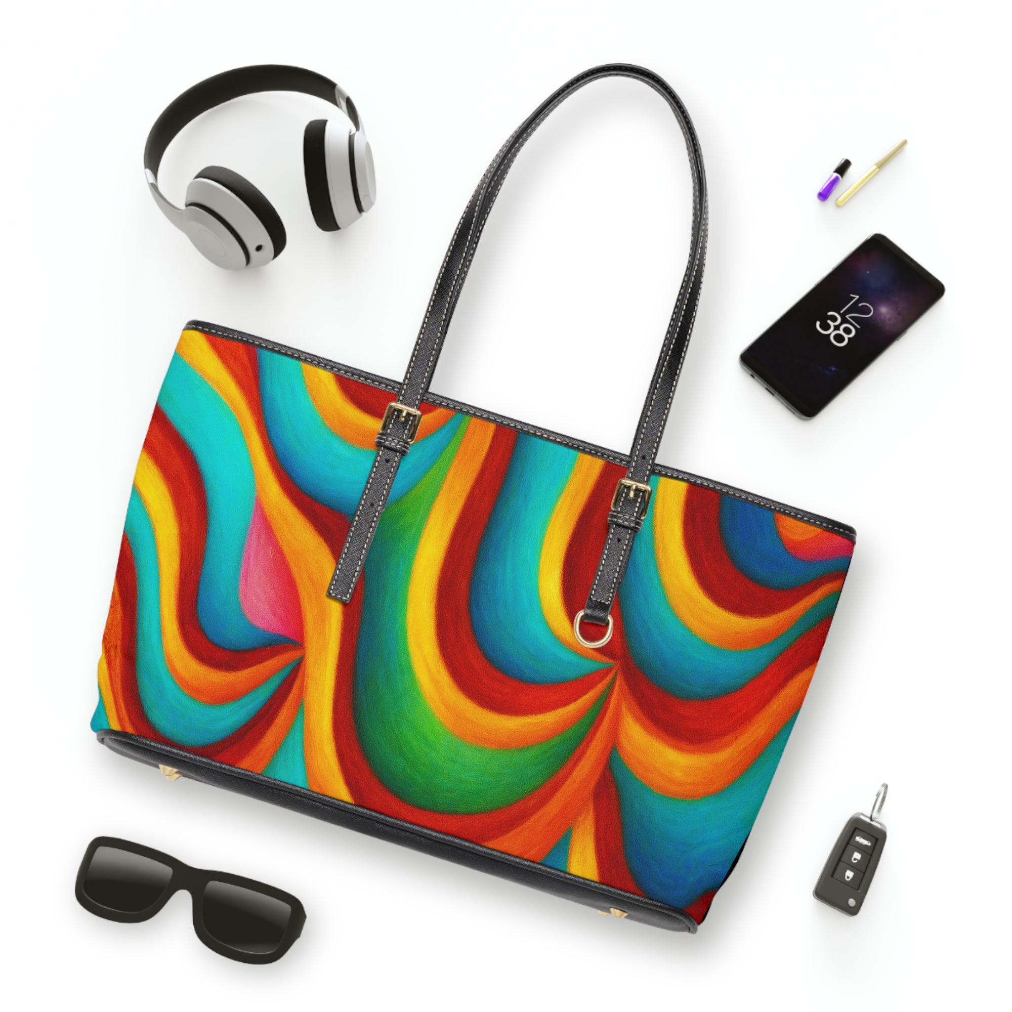 Color Wave Tote Bag | Vibrant Abstract Aesthetic Shopper