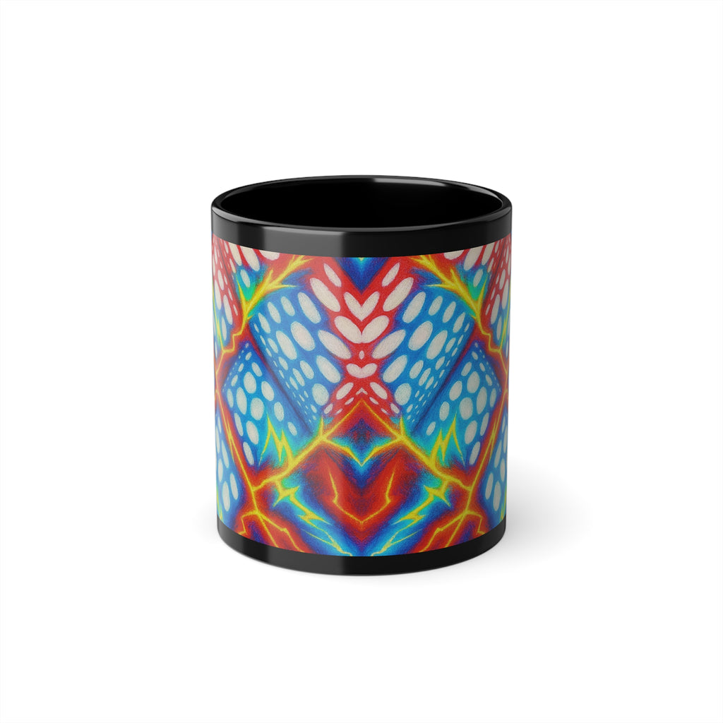 Electric Geometric Mug | Black Abstract Coffee Cup | Modern Art Gift