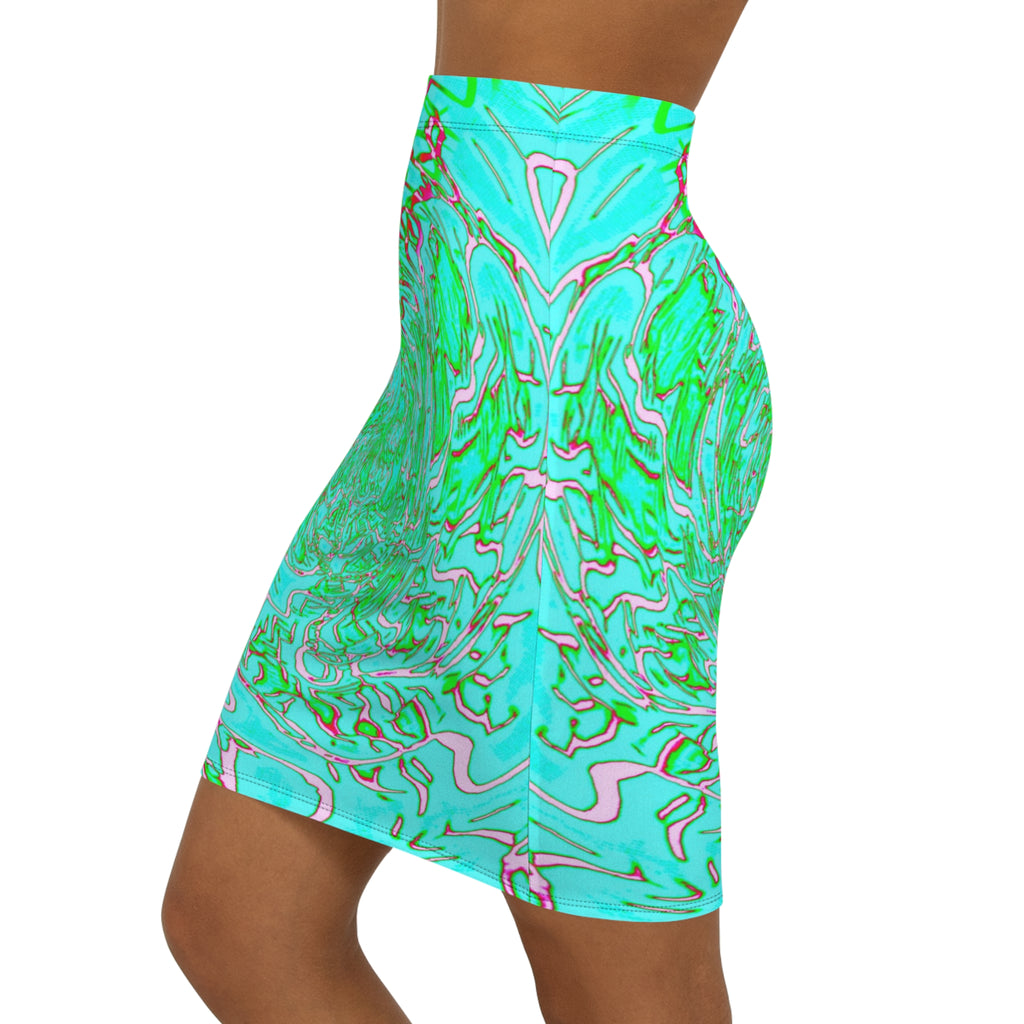 Turquoise Marble Mini Skirt | Bodycon Summer Skirt | Beach Club Outfit