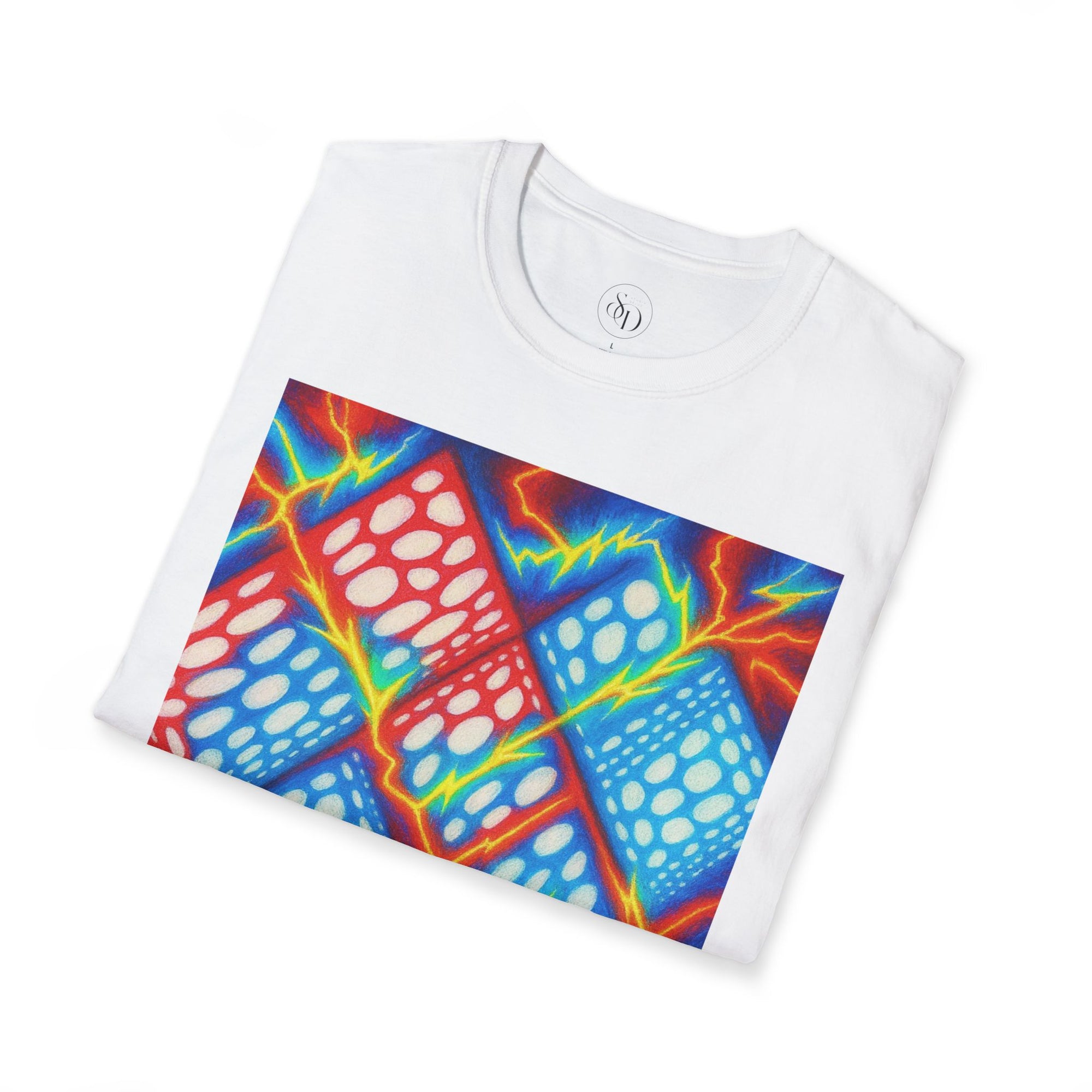 Geometric Neuro-Art T-Shirt | Bold Colorful Unisex Cotton Tee