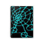 Neon Teal Grid Notebook | Cyber Aesthetic Spiral Journal