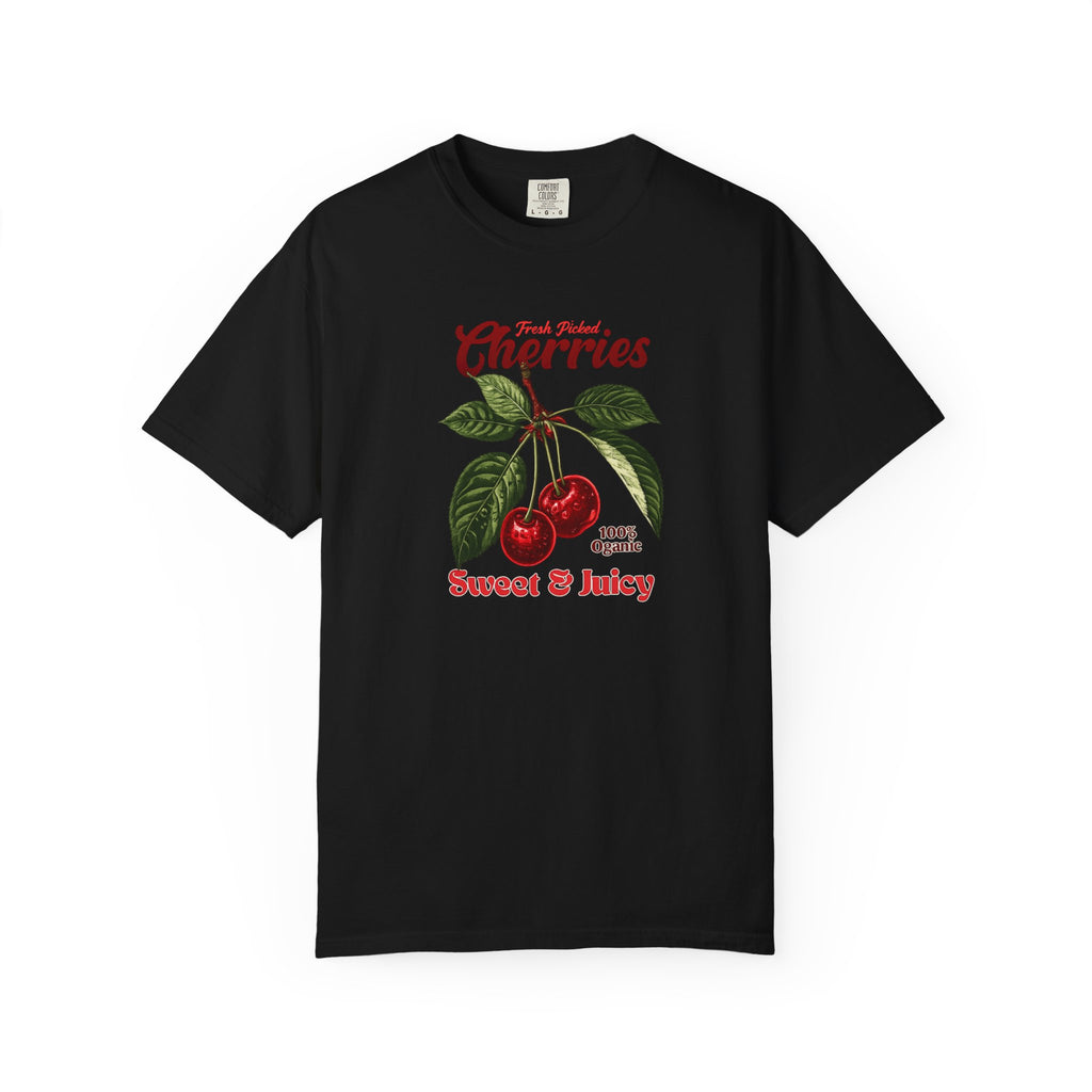 Cherry Vintage Tee — "Fresh Picked Cherries: Sweet & Juicy" Graphic T-Shirt