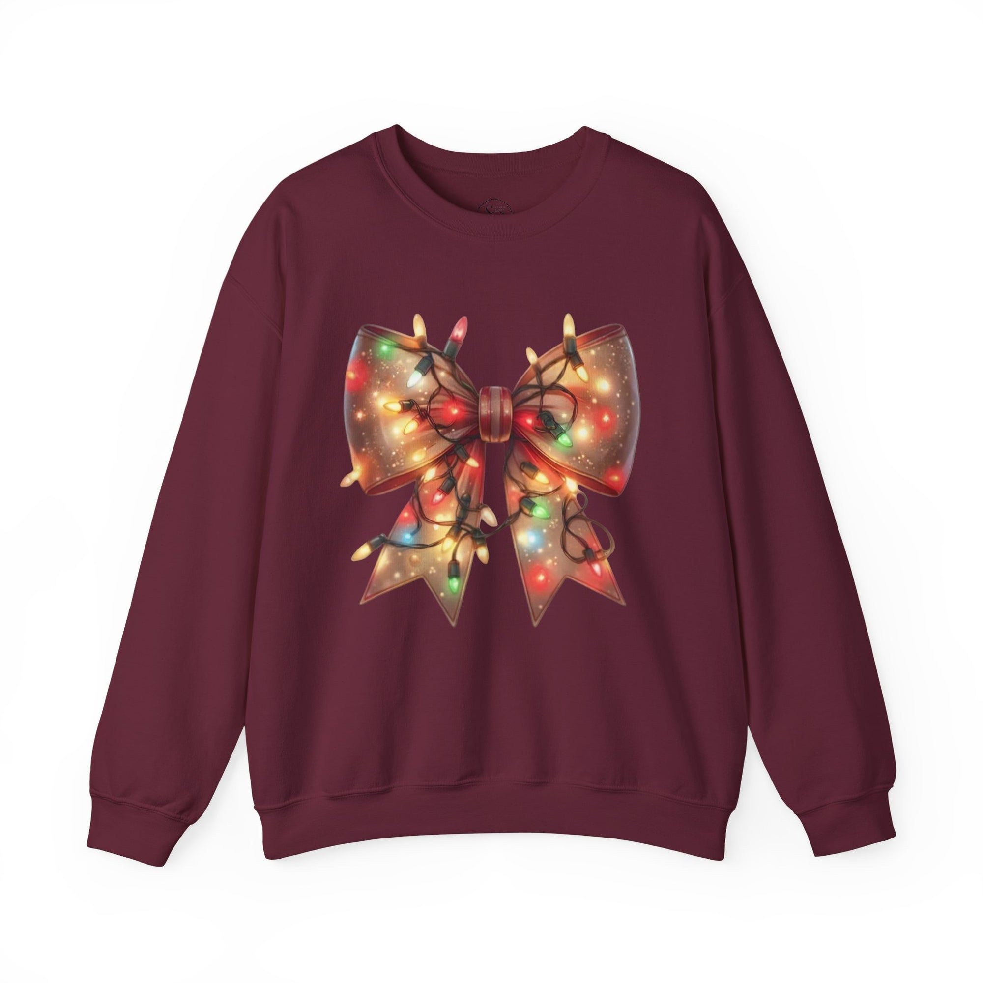Christmas Bow Sweatshirt | Holiday Lights Crewneck