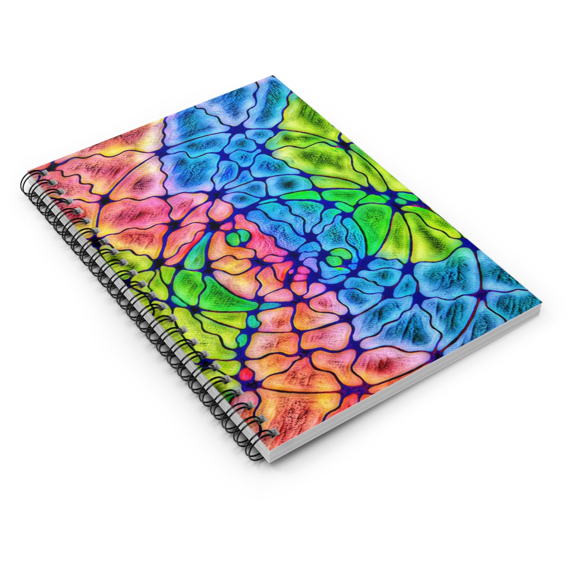 Rainbow Mosaic Abstract Notebook | Colorful Aesthetic Spiral Journal