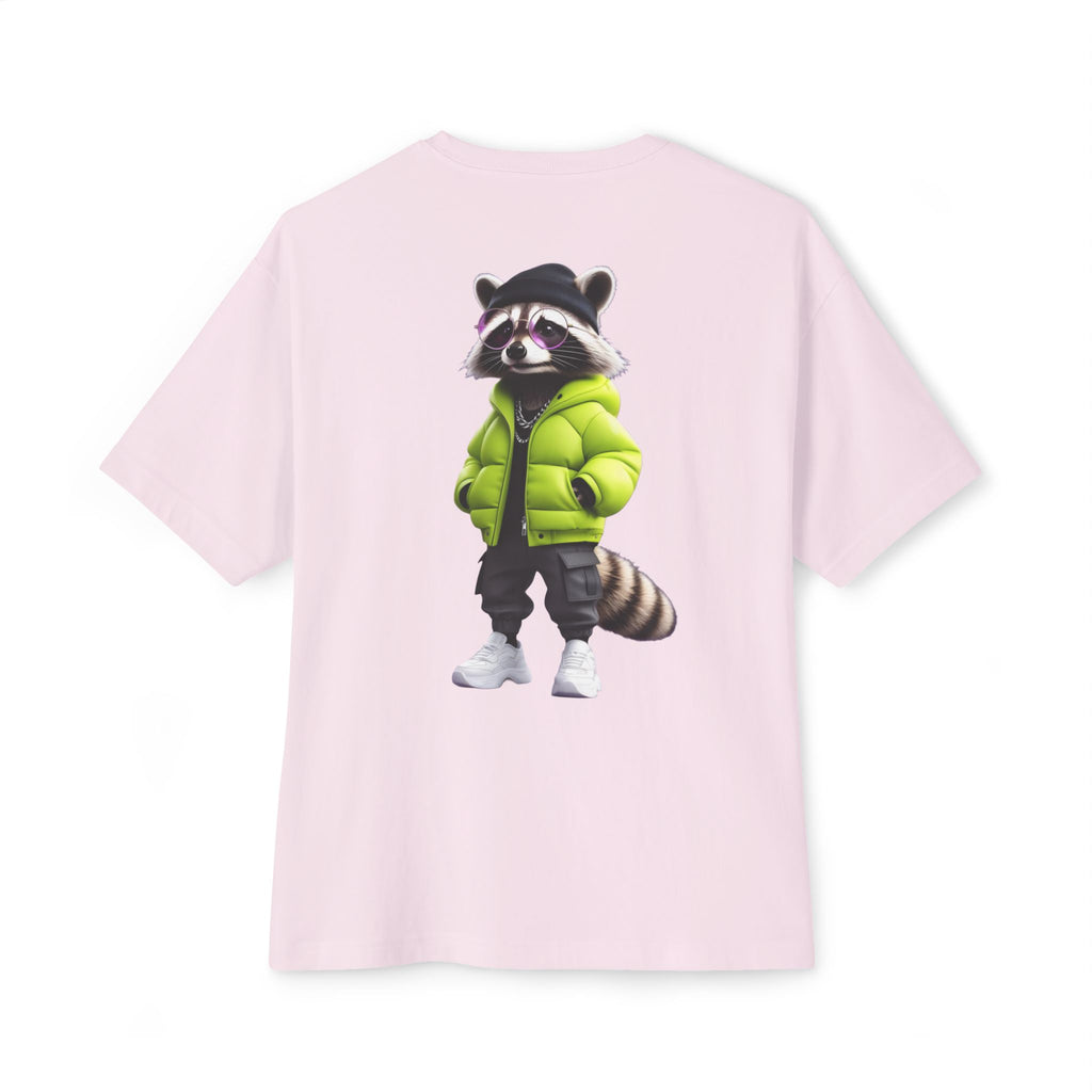 Raccoon Streetwear Tee — Cool Green Puffer Jacket Graphic Shirt