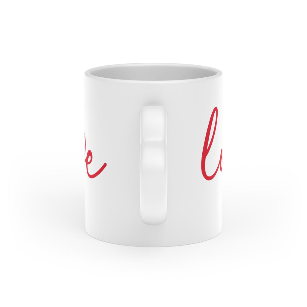 Heart Handle Mug | White Ceramic Coffee Cup, Valentine's Day Gift