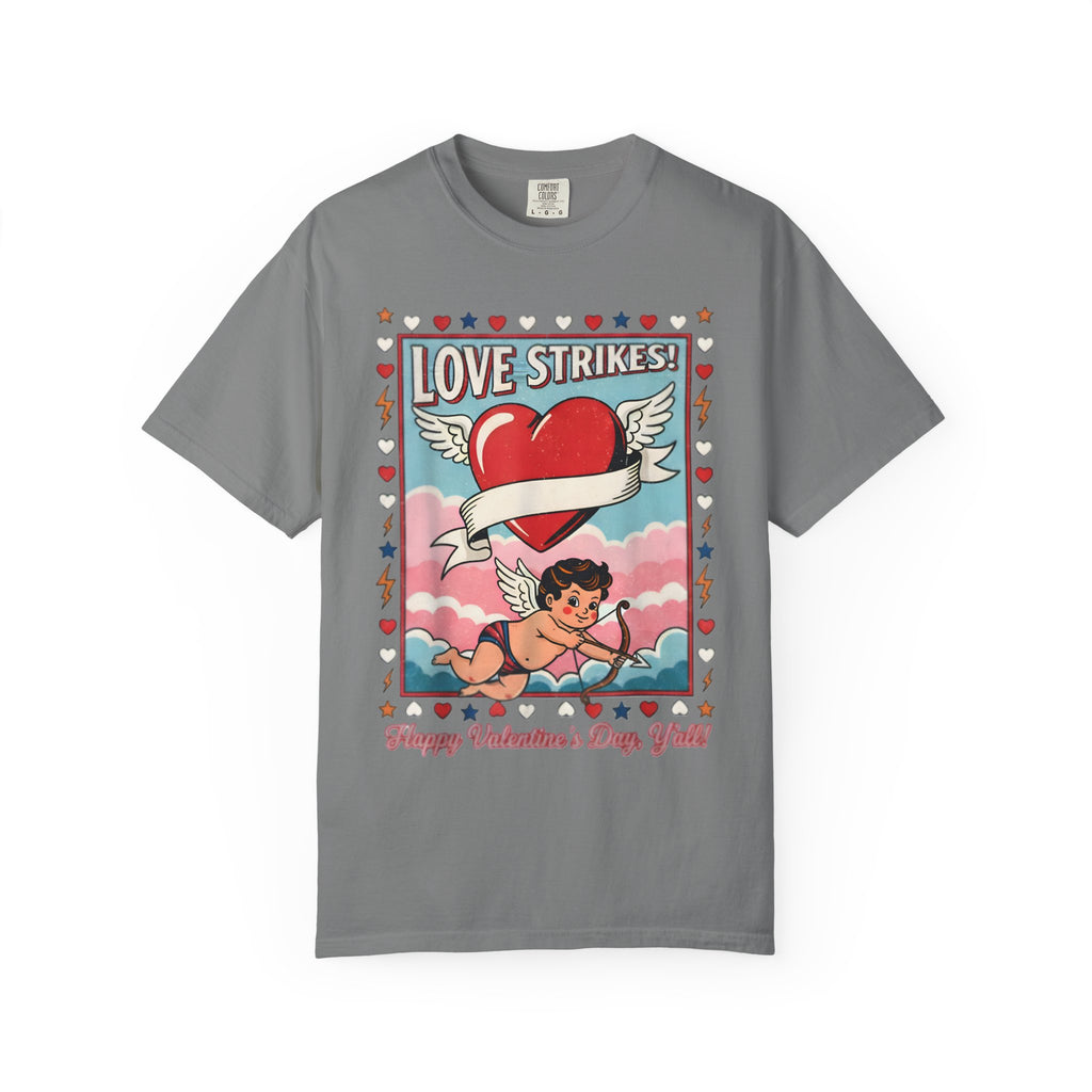Love Strikes Cupid Heart T-Shirt | Valentine's Day Retro Graphic