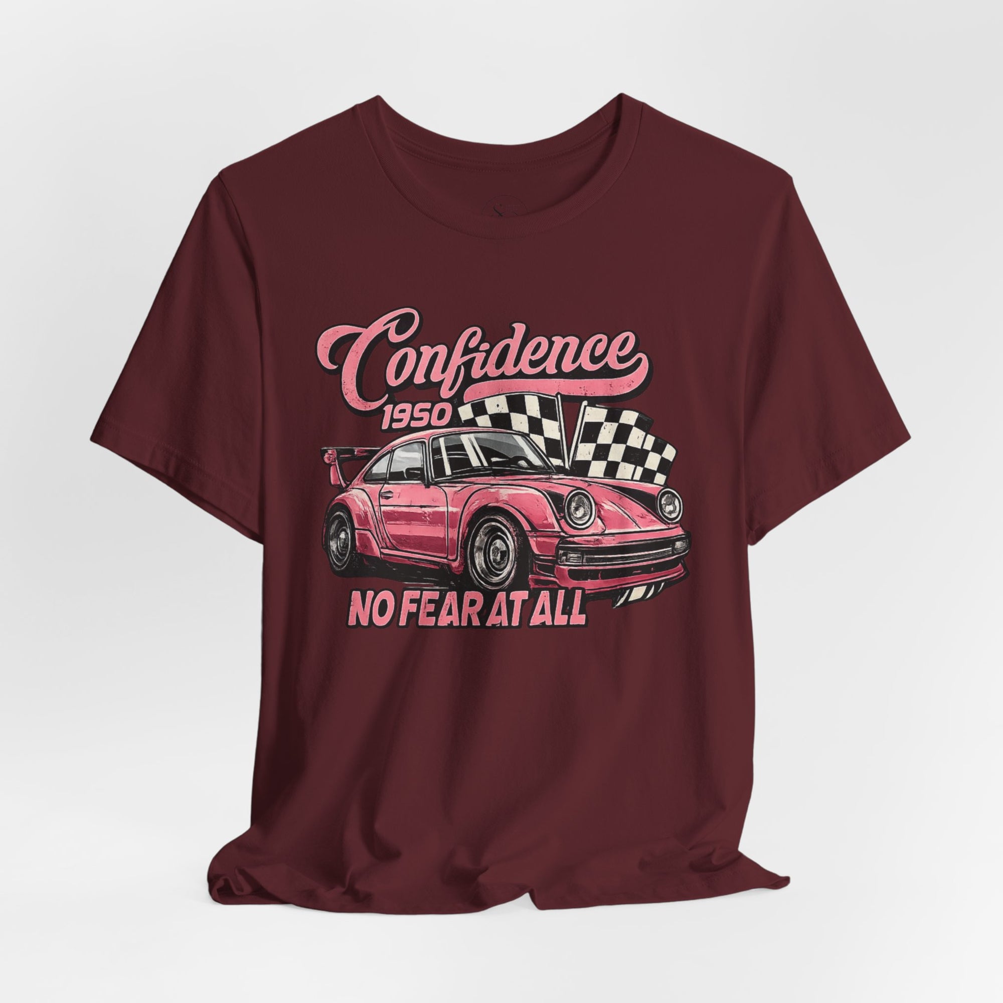 Vintage Pink Porsche 1950 Racing Tee | Confidence No Fear At All