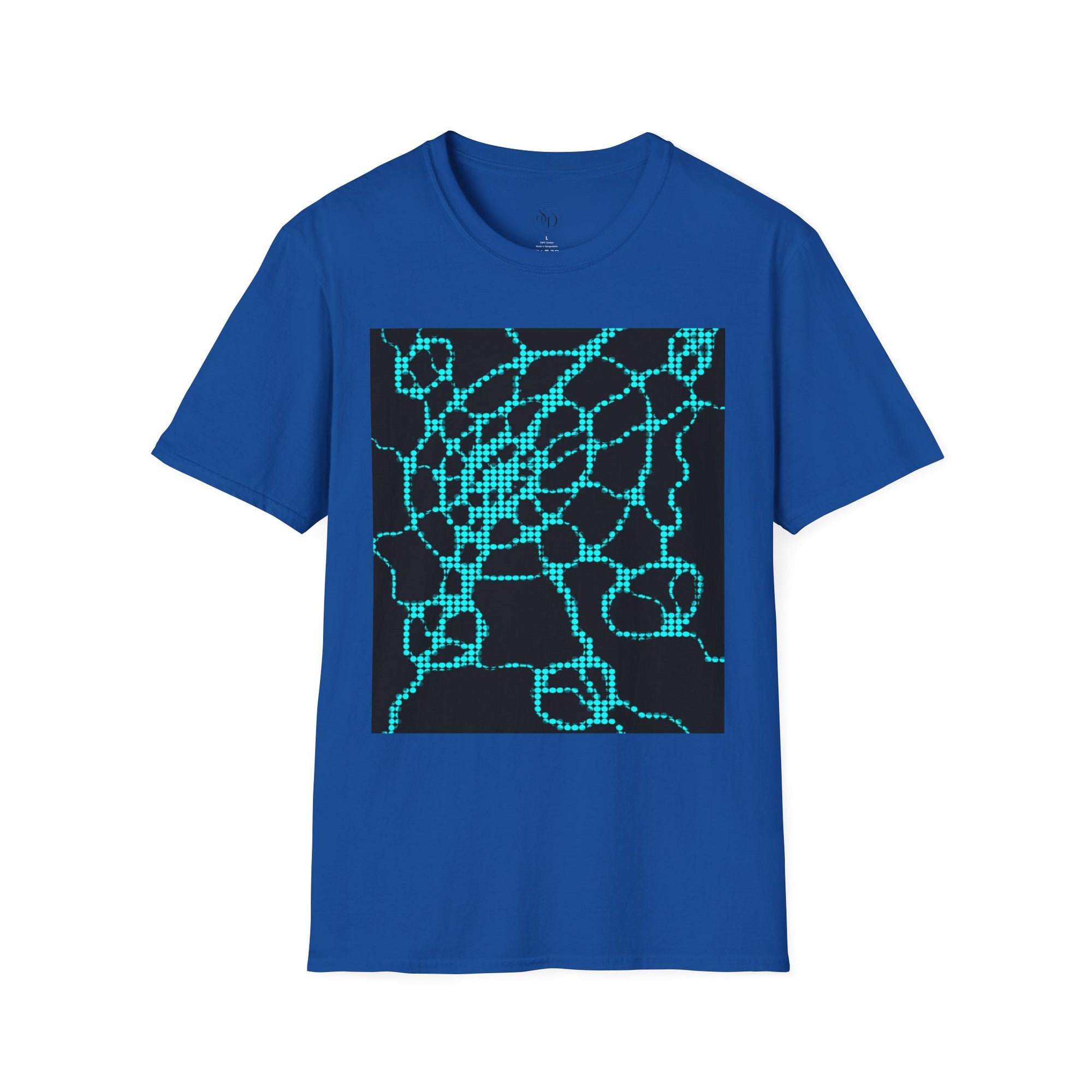 Neural Pattern T-Shirt | Black Turquoise Tech Aesthetic Tee