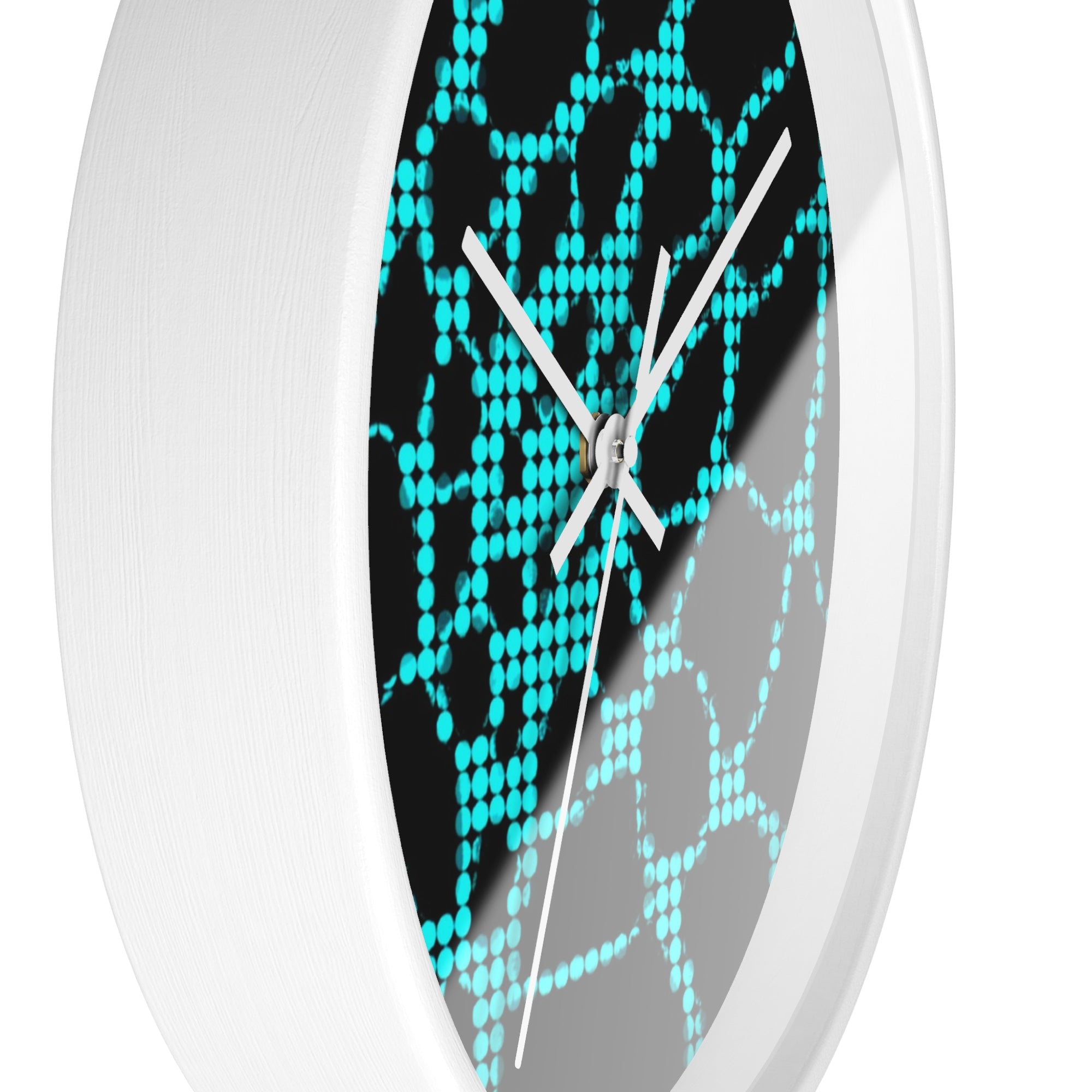Abstract Digital Network Wall Clock | Turquoise Black Cyber Decor | Silent Unique Gift