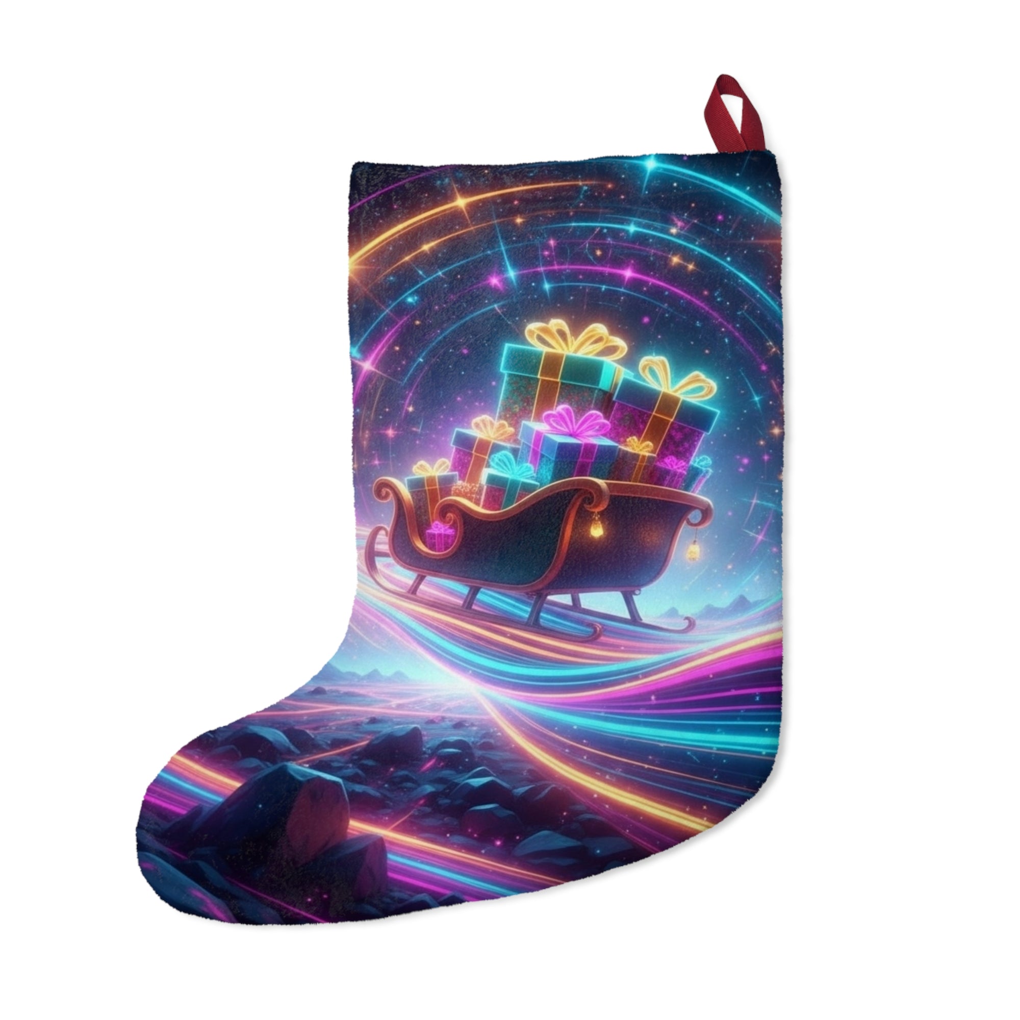 Neon Santa Sleigh Christmas Style Artwork