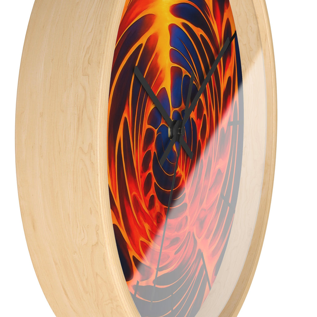 Abstract Fire Vortex Wall Clock | Red Orange Swirl Home Decor | Unique Silent Gift