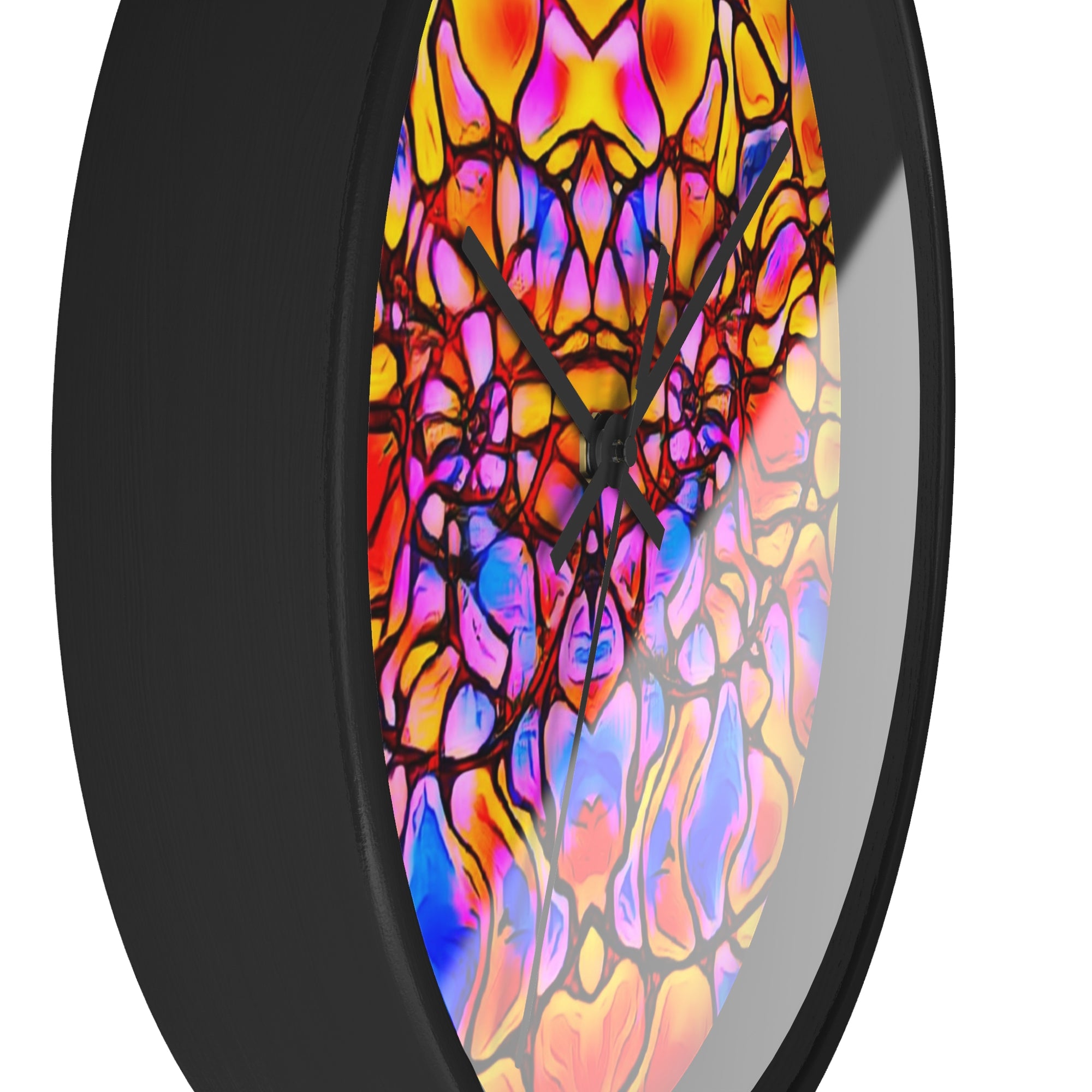 Stained Glass Kaleidoscope Wall Clock | Jewel Tone Abstract Home Decor | Silent Art Gift