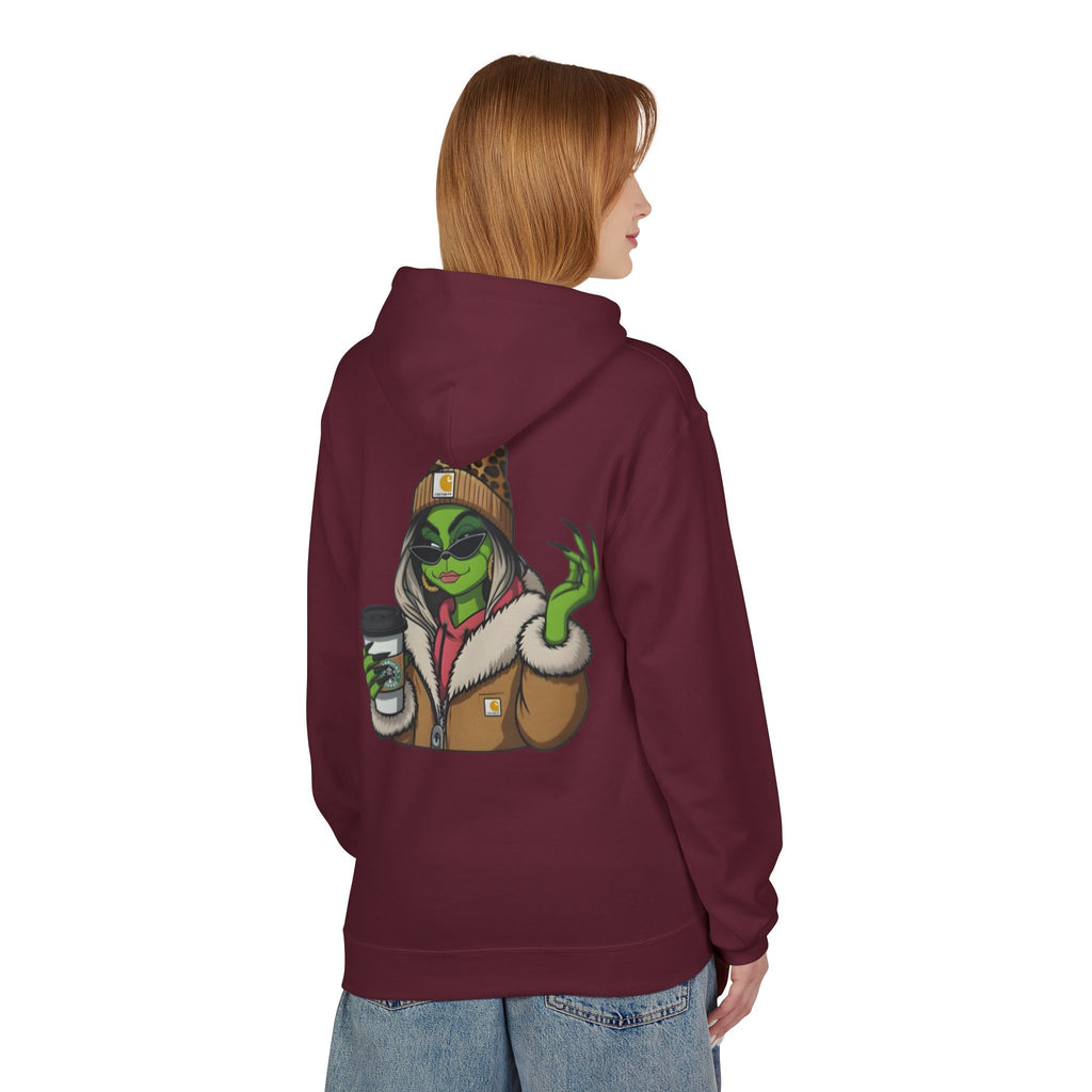 Sassy Grinch Girl Coffee Hoodie | Cozy Alien Winter Sweater | Funny Christmas Gift