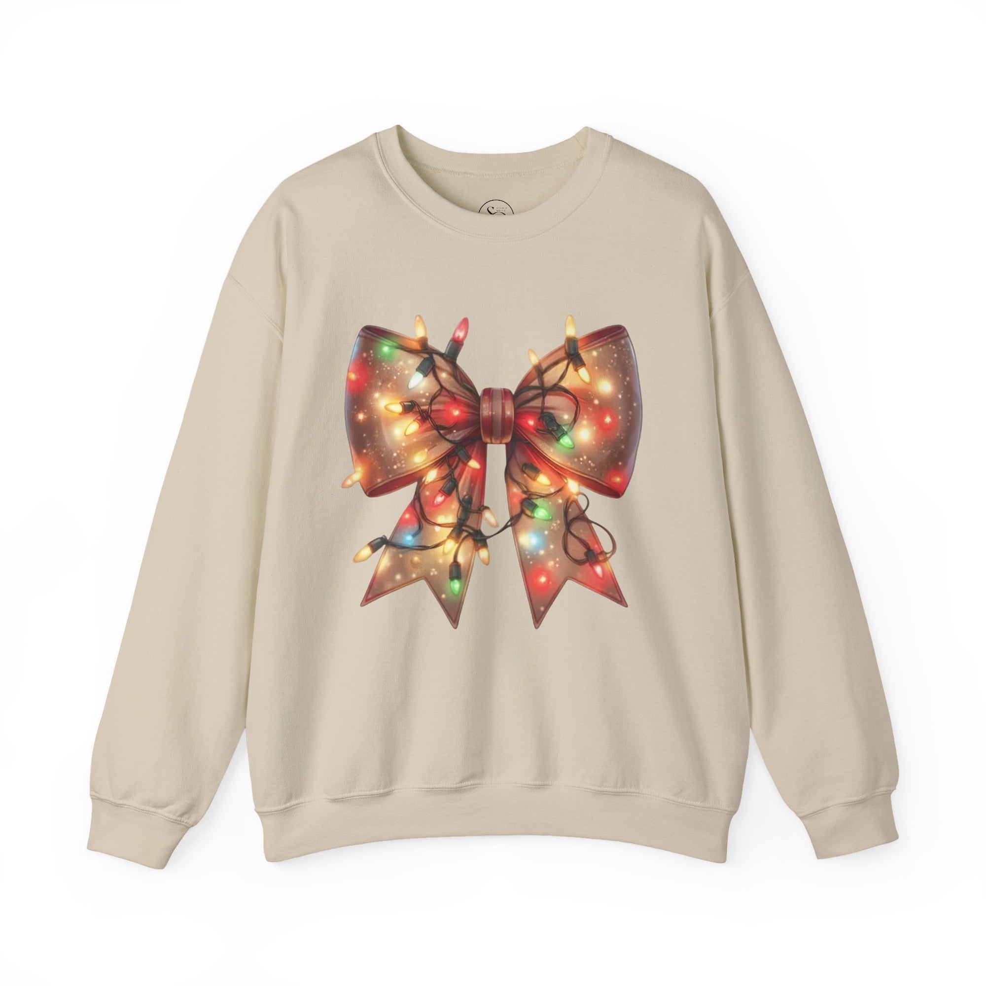 Christmas Bow Sweatshirt | Holiday Lights Crewneck
