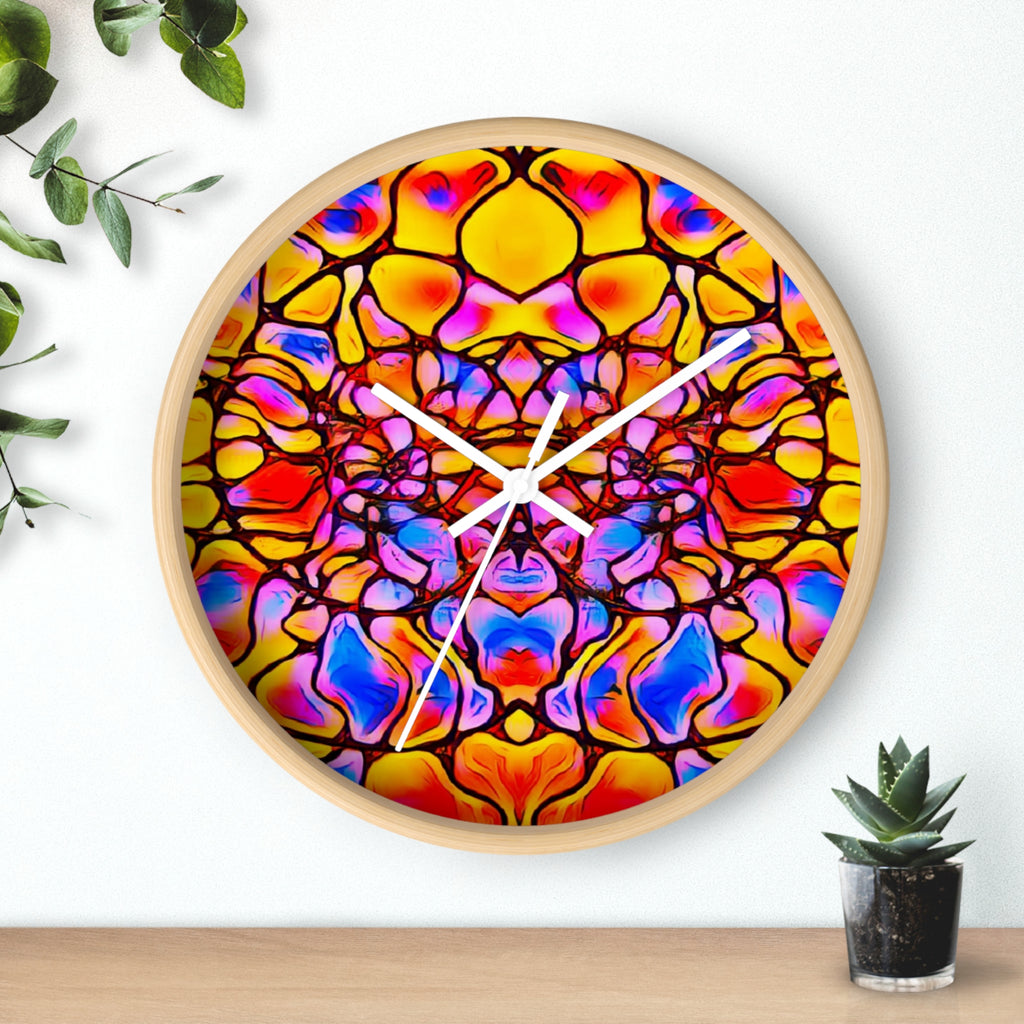 Kaleidoscope Wall Clock | Colorful Stained Glass Clock | Artistic Home Decor