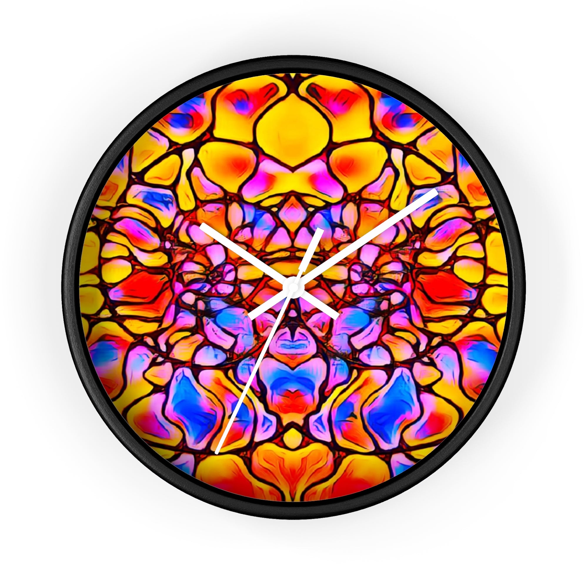 Stained Glass Kaleidoscope Wall Clock | Jewel Tone Abstract Home Decor | Silent Art Gift